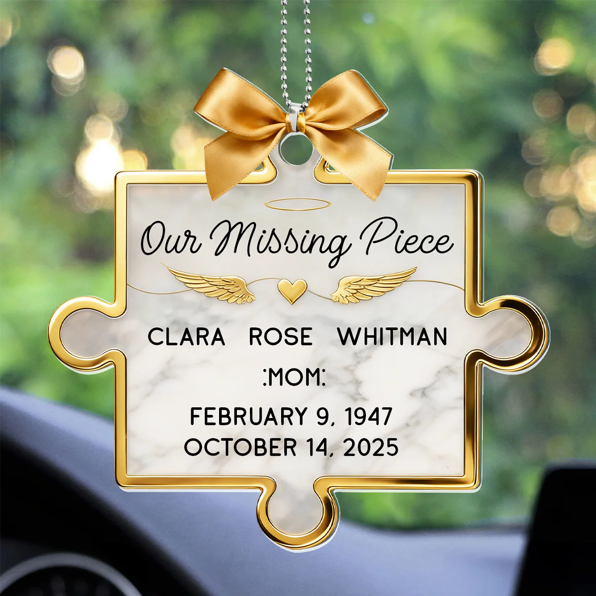 Forever Our Missing Piece - Personalized Car Acrylic Hanging Ornament - Image 3