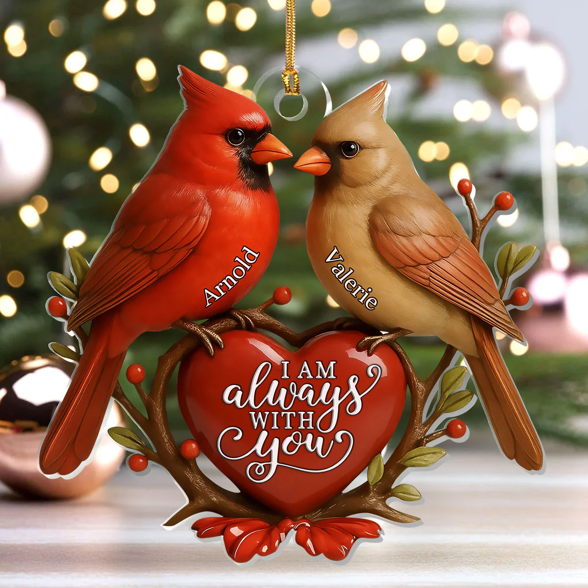 Forever Together Cardinals - Personalized 1-Layer Acrylic Ornament - Image 4