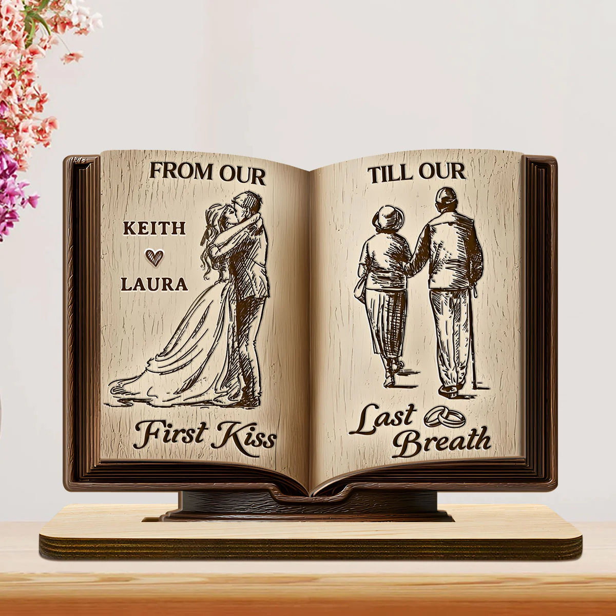 Forever Us - Personalized 2-Layer Wood Plaque With Flat Base - Image 4
