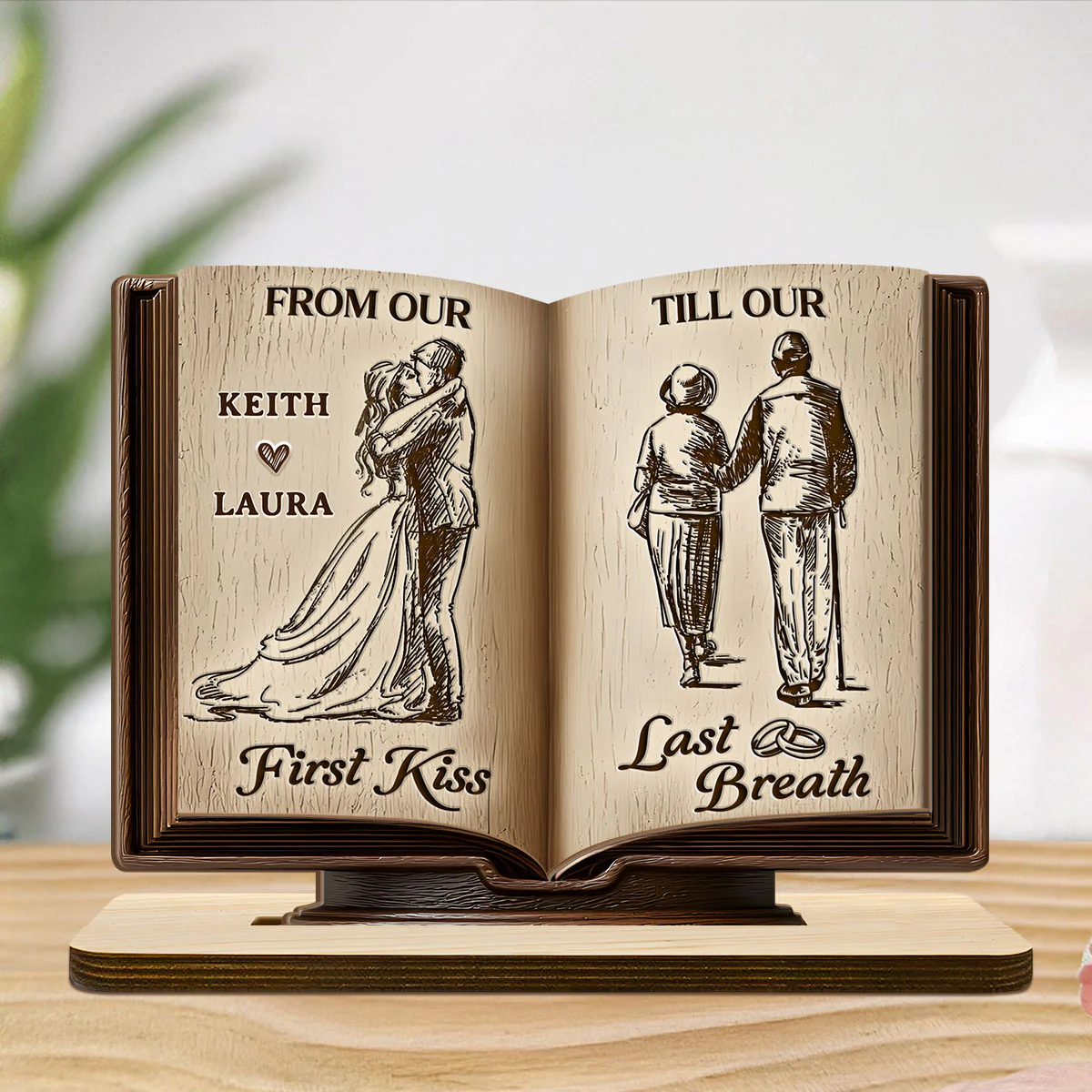 Forever Us - Personalized 2-Layer Wood Plaque With Flat Base - Image 5