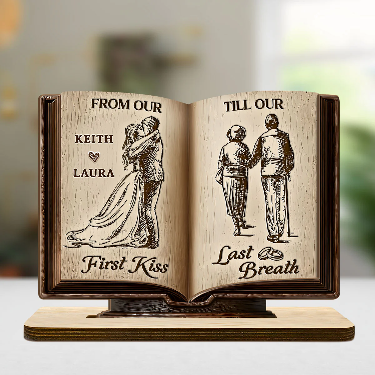 Forever Us - Personalized 2-Layer Wood Plaque With Flat Base - Image 6