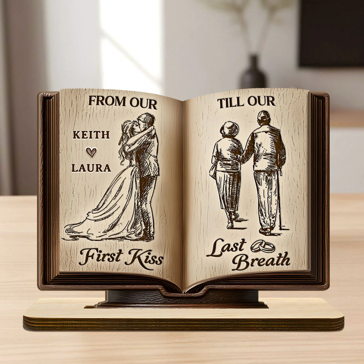 Forever Us - Personalized 2-Layer Wood Plaque With Flat Base - Image 7