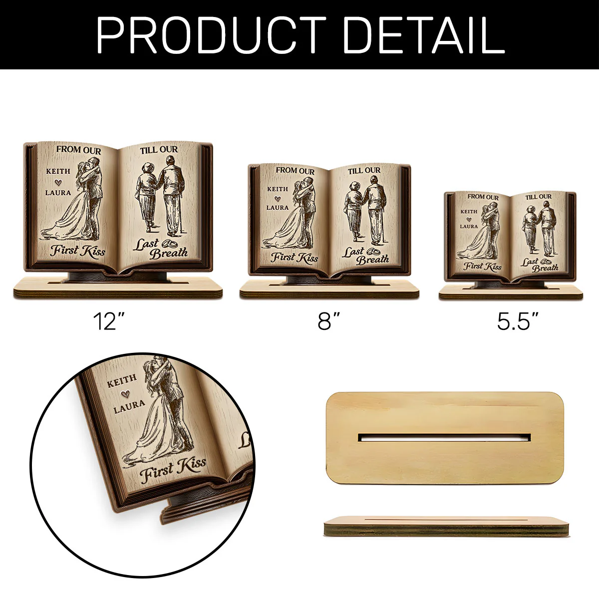 Forever Us - Personalized 2-Layer Wood Plaque With Flat Base - Image 8