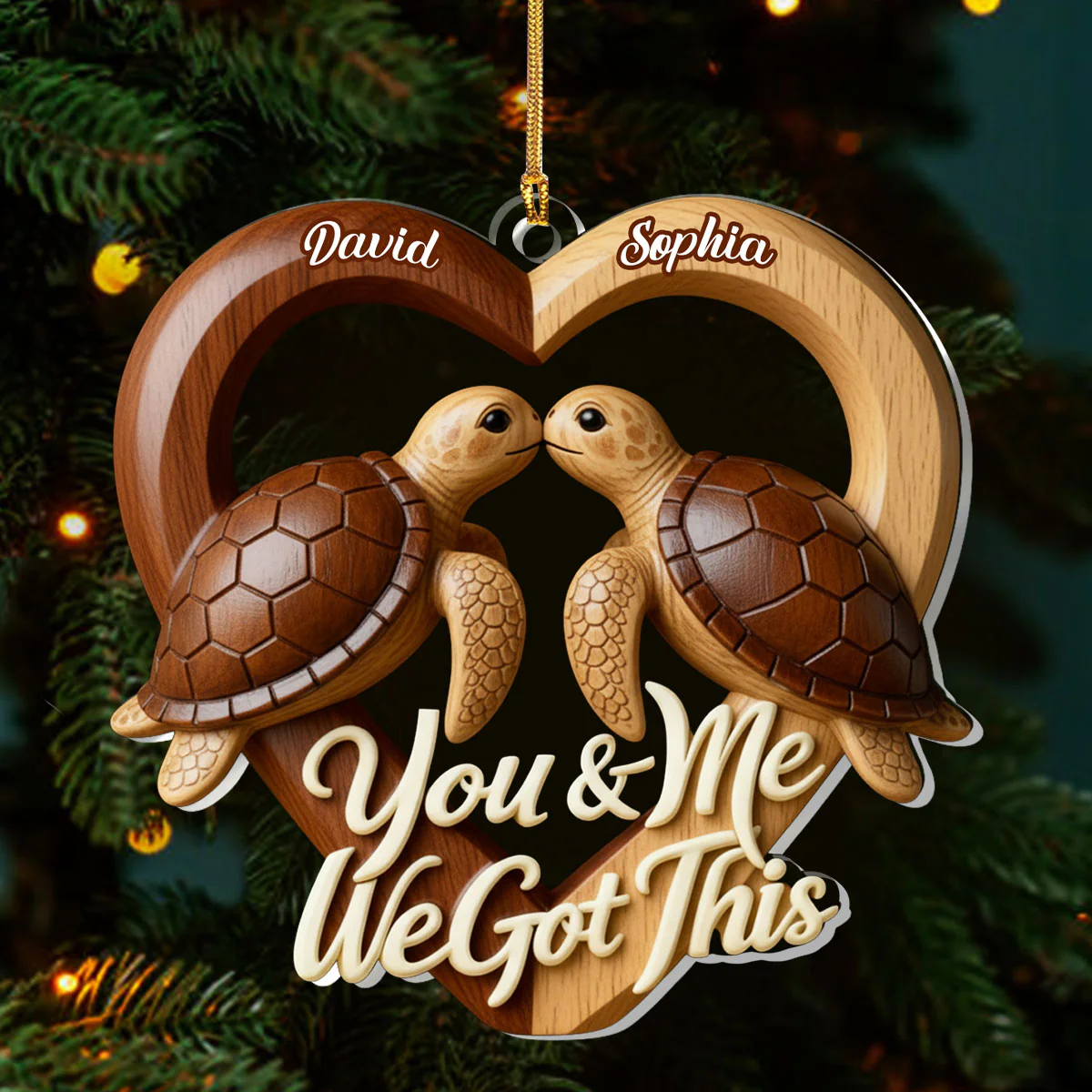 Forever Us Sea Turtle - Personalized 1-Layer Acrylic Ornament - Image 3
