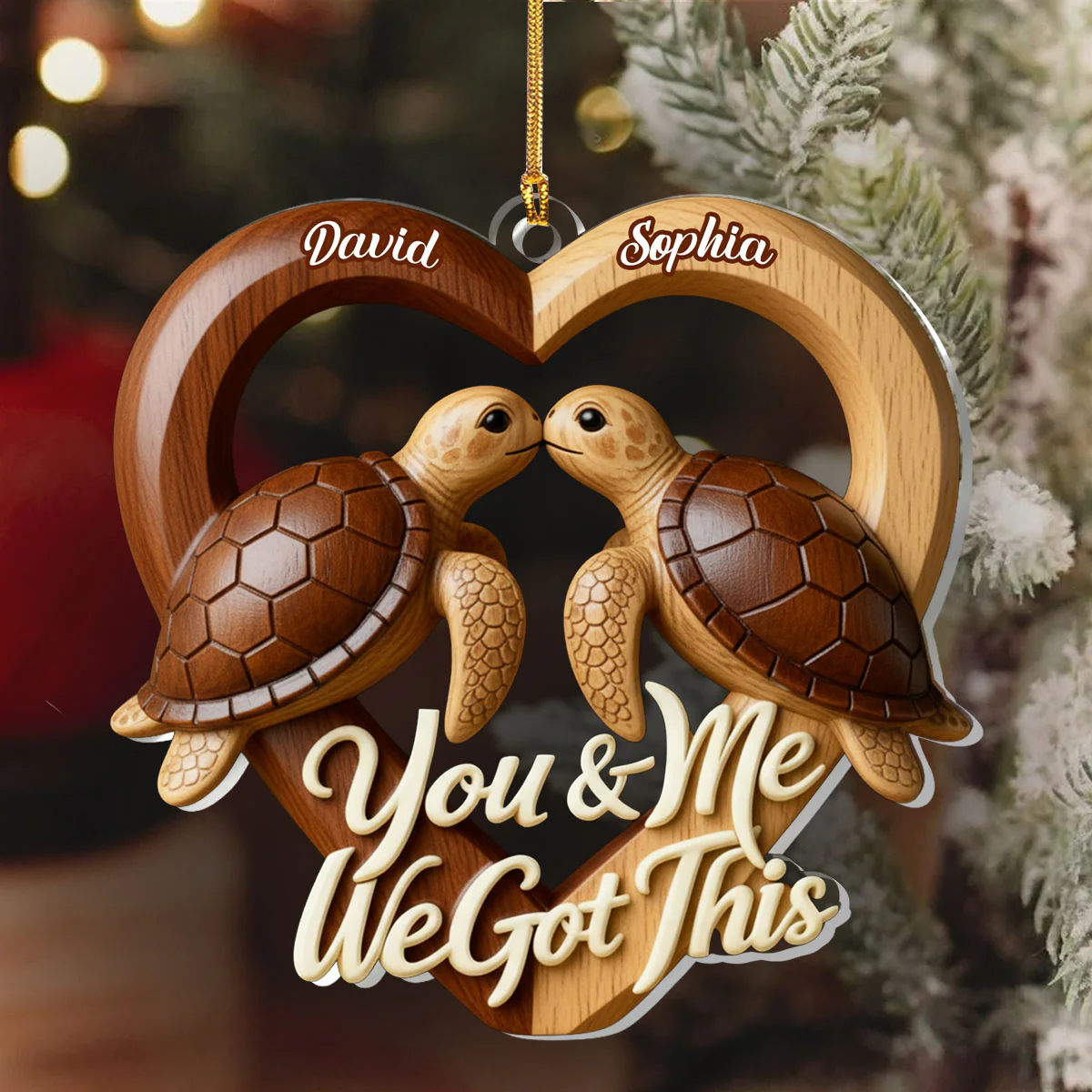Forever Us Sea Turtle - Personalized 1-Layer Acrylic Ornament - Image 6