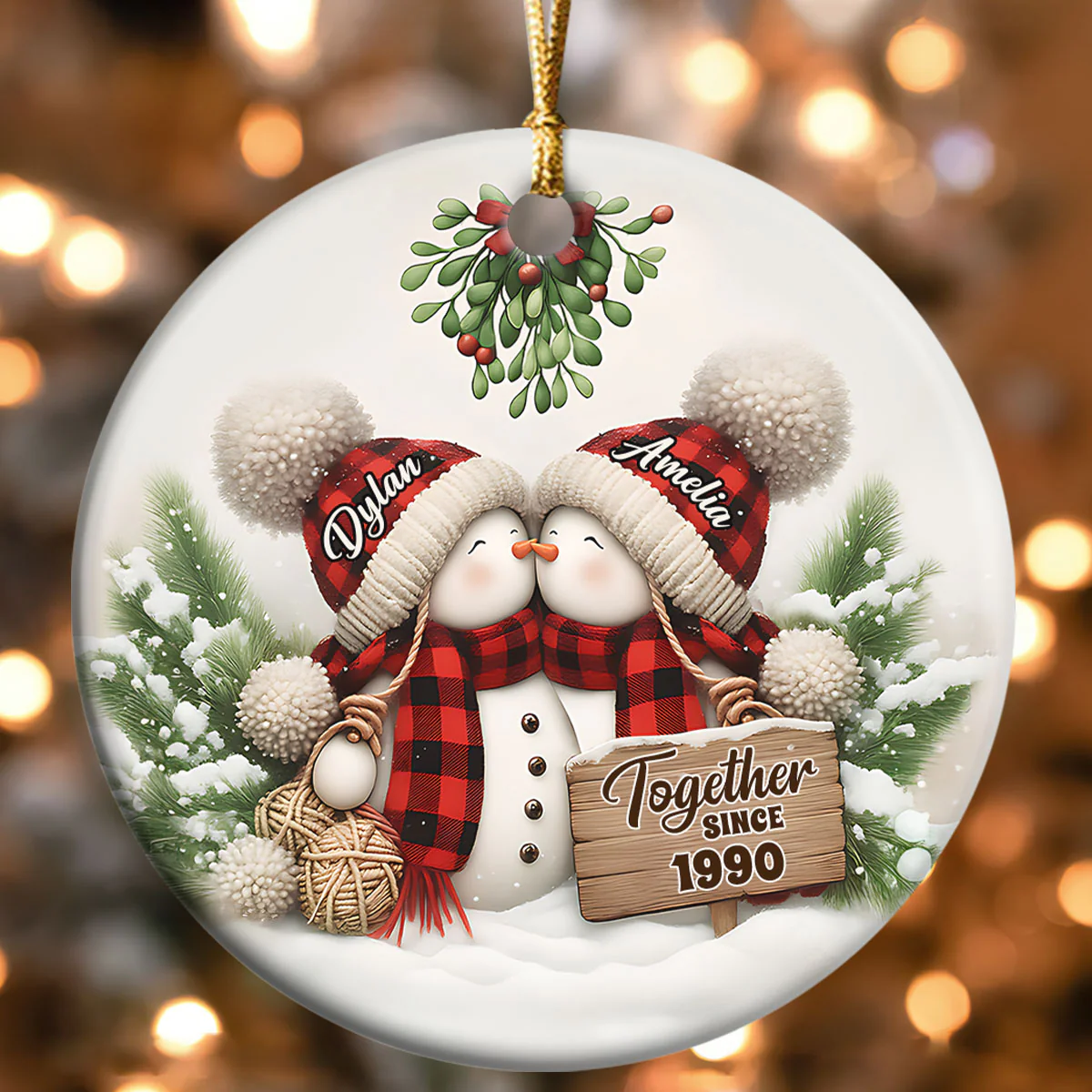 Forever Yours - Personalized Round Shaped Ceramic Ornament - Image 4