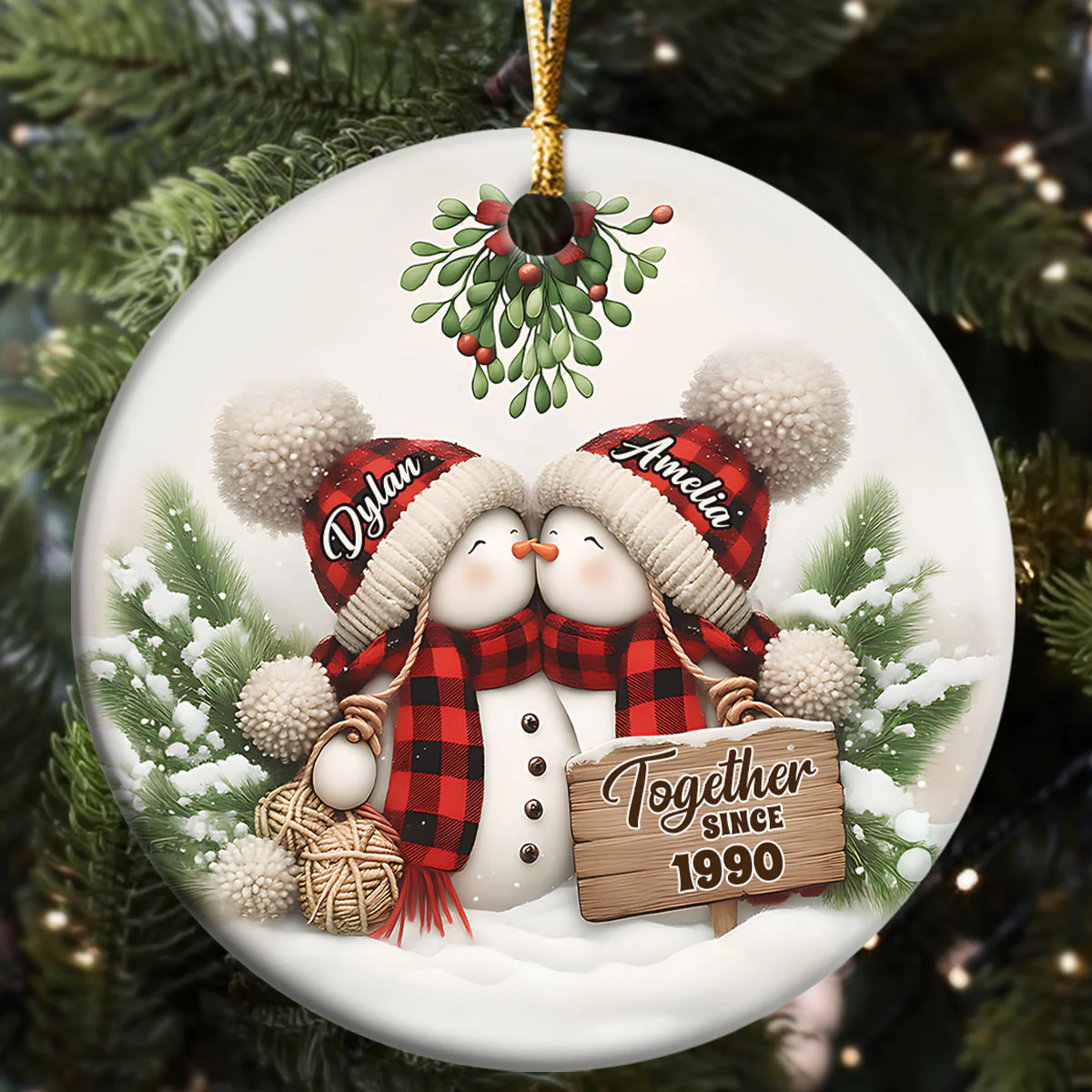 Forever Yours - Personalized Round Shaped Ceramic Ornament - Image 5