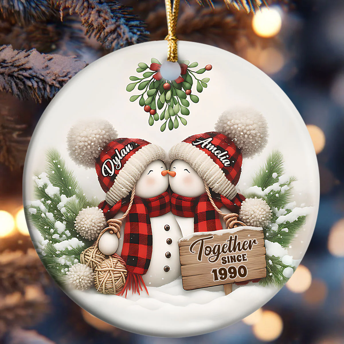 Forever Yours - Personalized Round Shaped Ceramic Ornament - Image 6