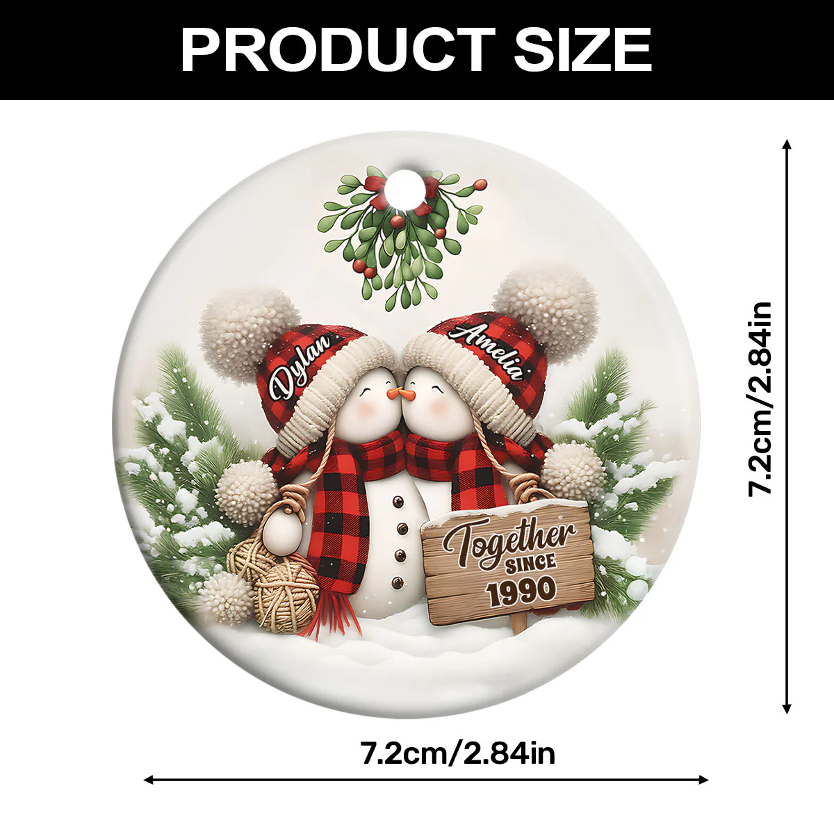 Forever Yours - Personalized Round Shaped Ceramic Ornament - Image 7
