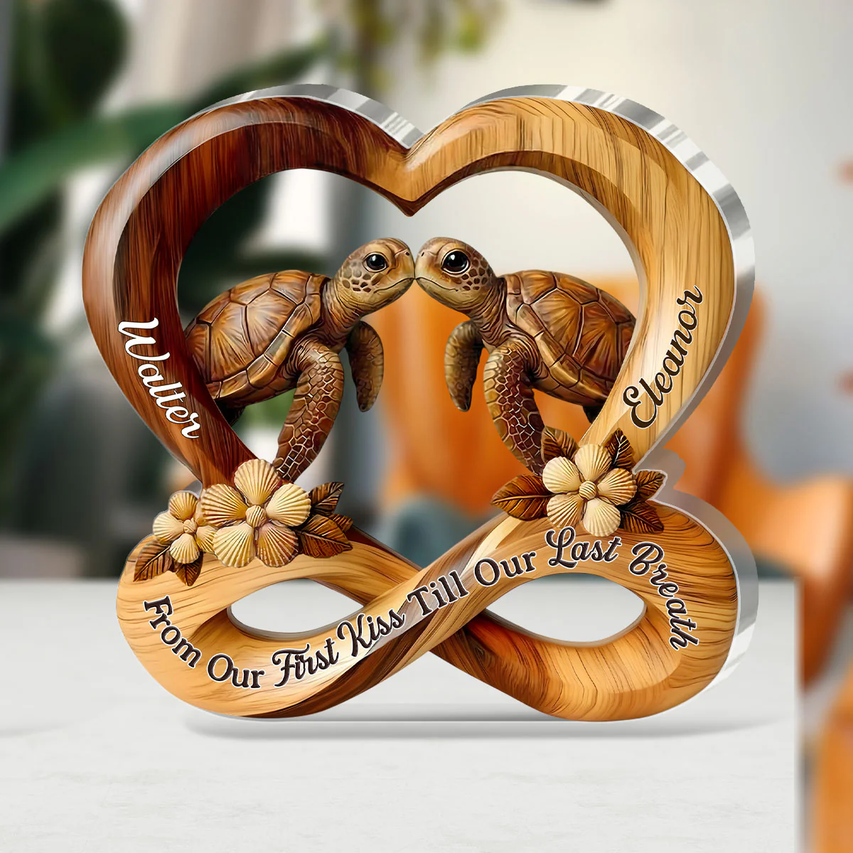 Forever Yours Turtle Embrace - Personalized Custom Shaped Acrylic Plaque - Image 3