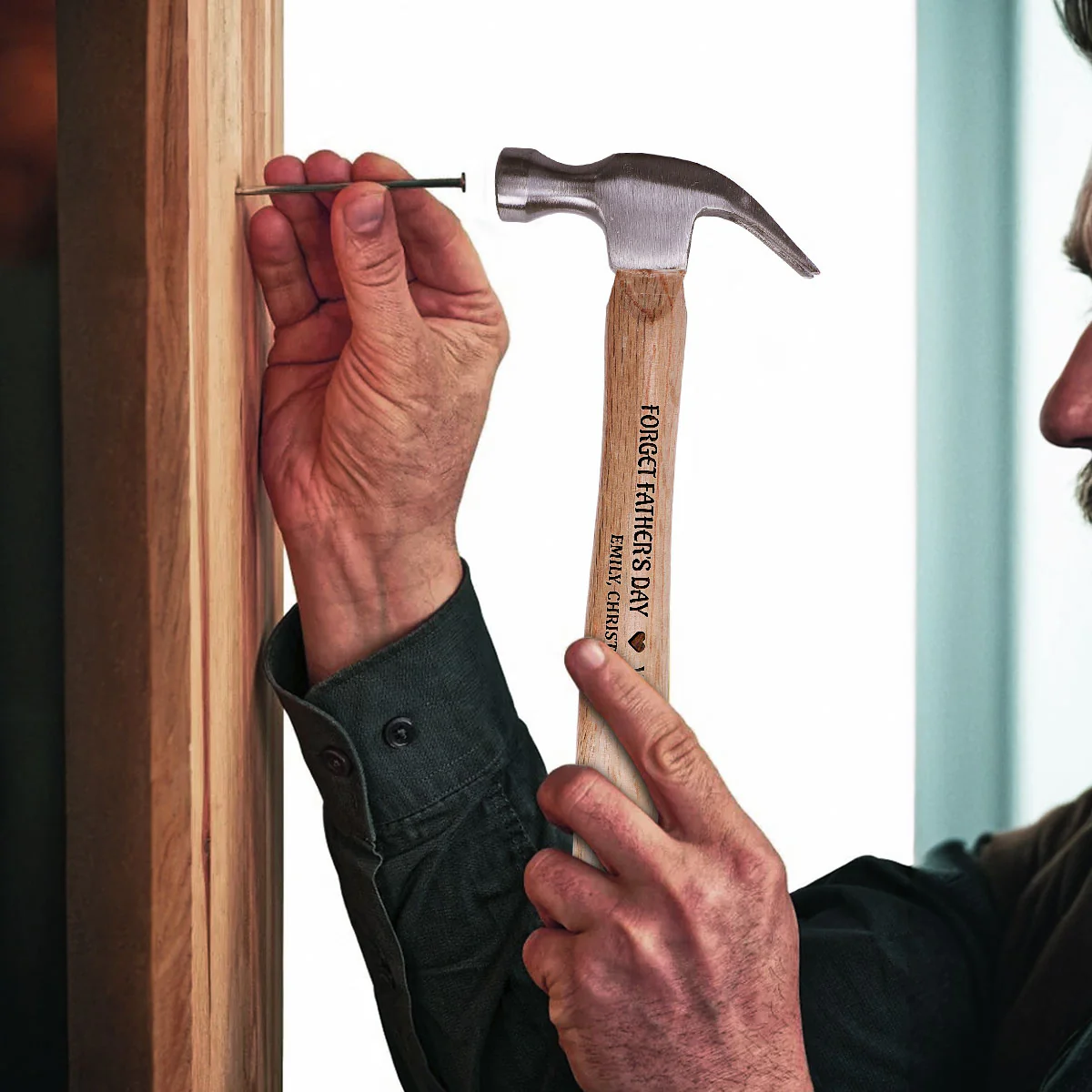Forget Father's Day We Love You Everyday - Personalized Wooden Hammer - Image 3