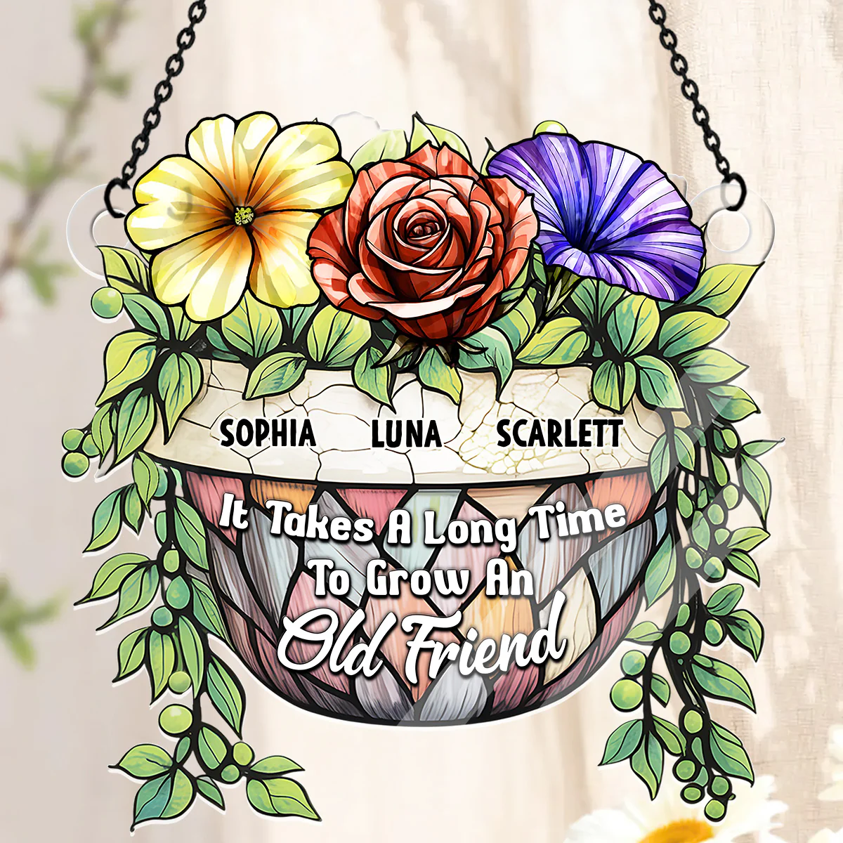 Friends Are Old But Gold - Personalized Acrylic Suncatcher - Image 3