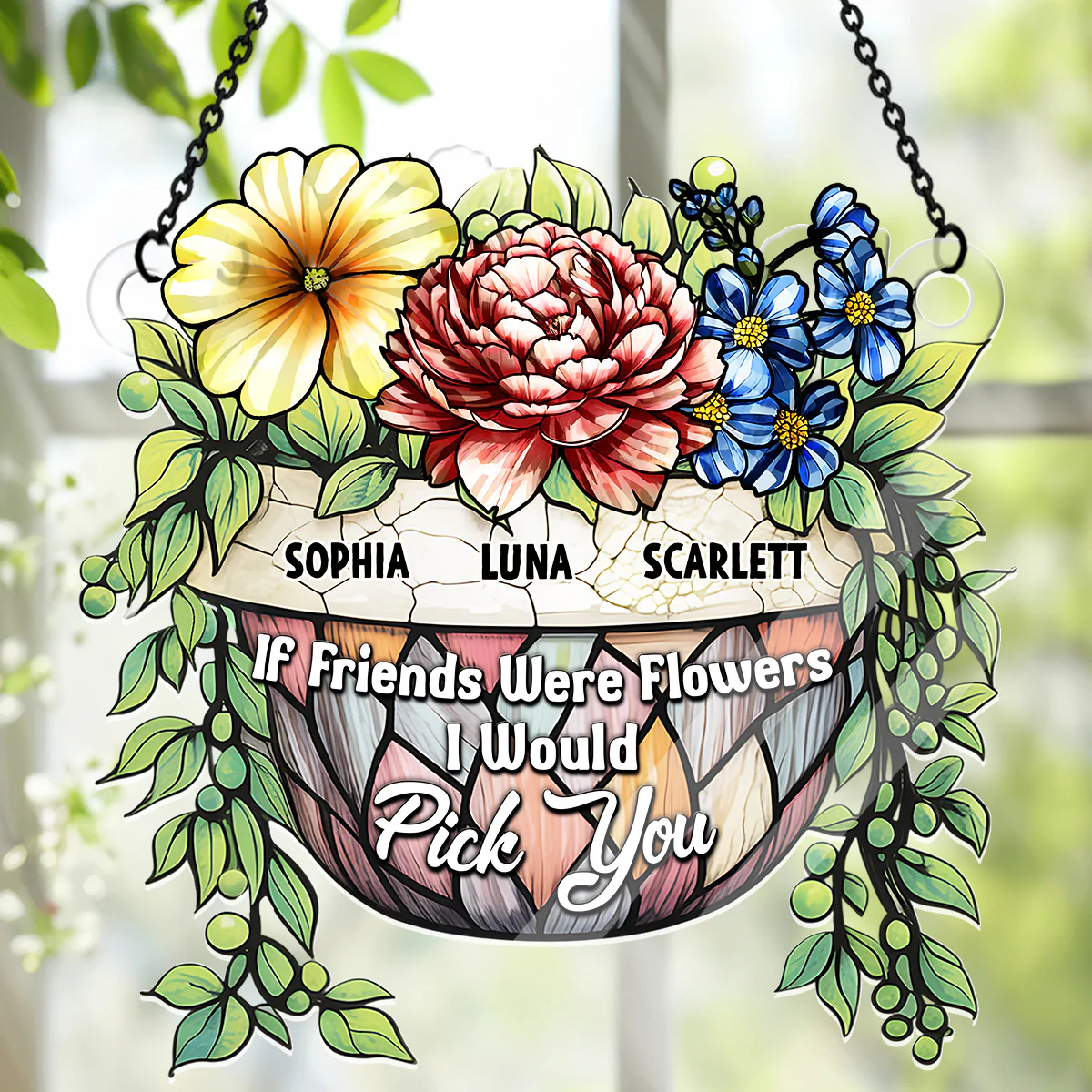 Friends Are Old But Gold - Personalized Acrylic Suncatcher - Image 4