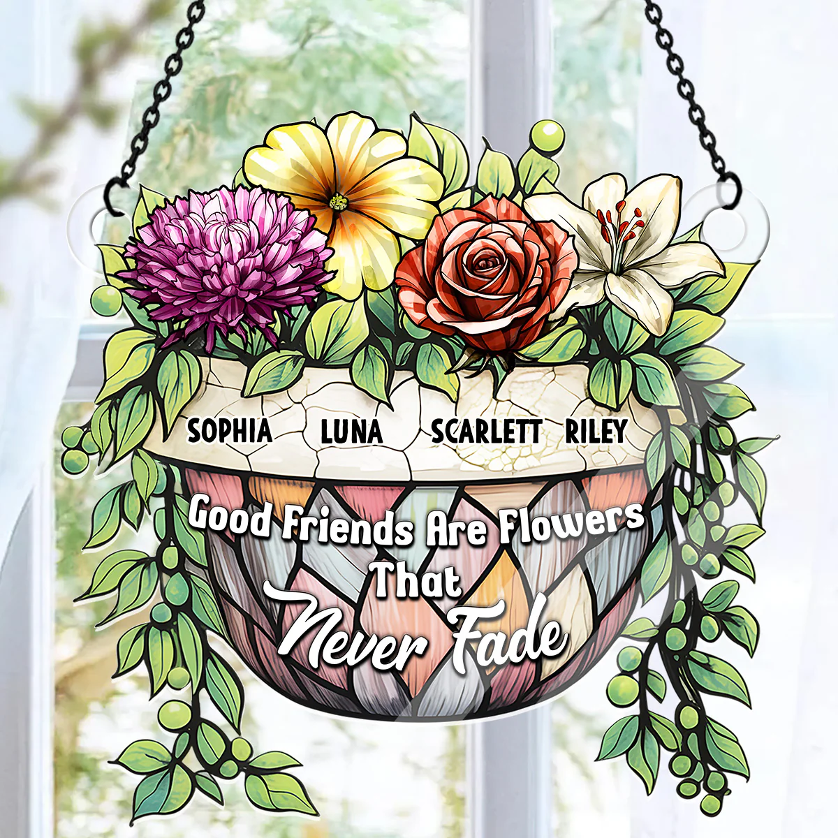 Friends Are Old But Gold - Personalized Acrylic Suncatcher - Image 6