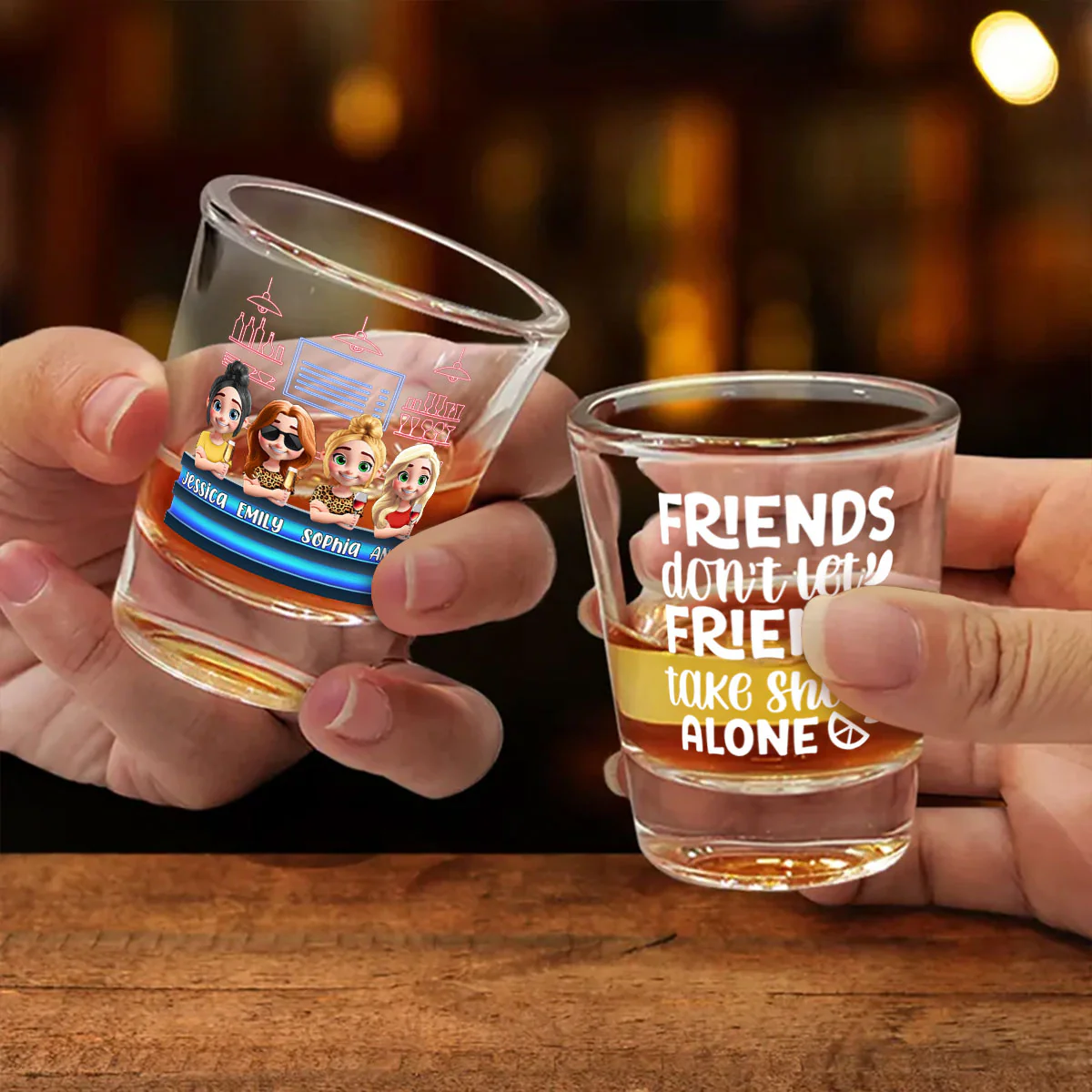 Friends Don't Let Friends Take Shots Alone - Personalized Shot Glass - Image 2