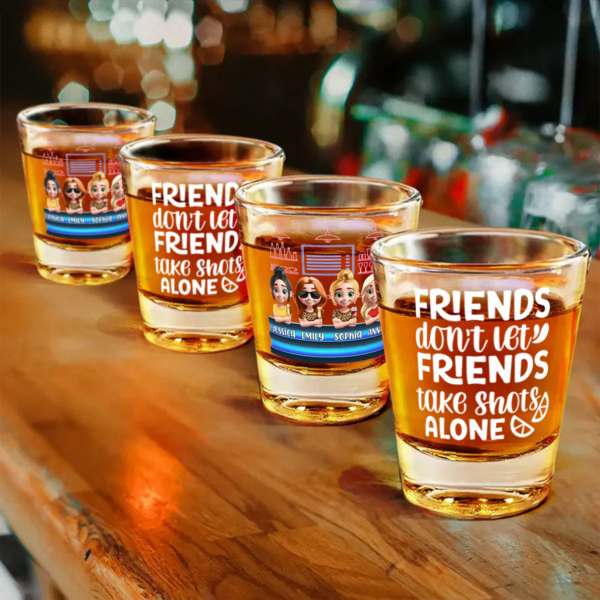 Friends Don't Let Friends Take Shots Alone - Personalized Shot Glass - Image 3