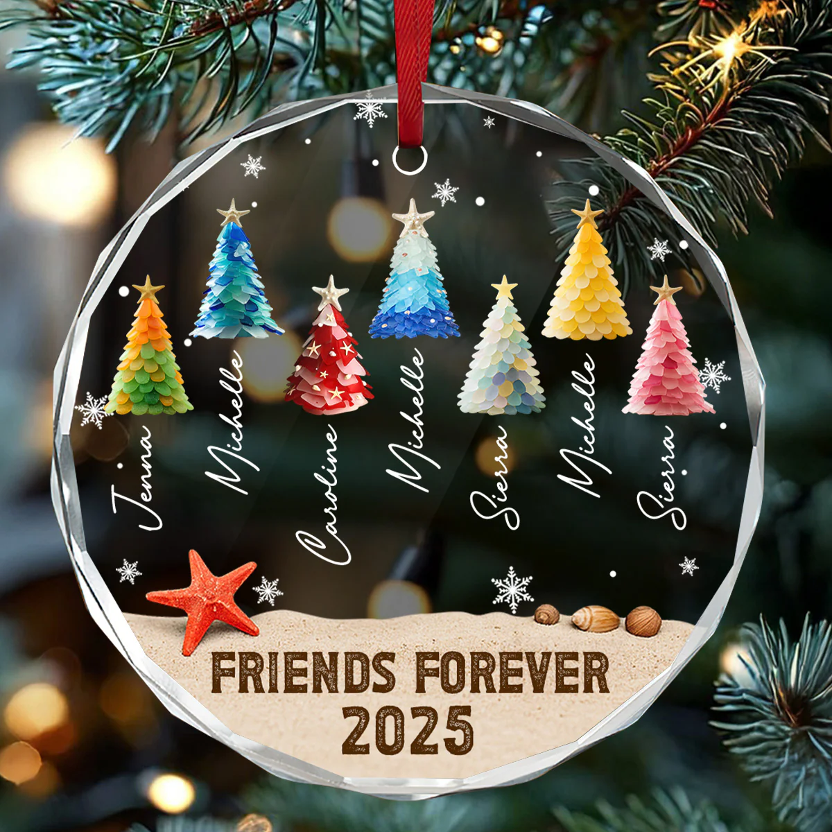 Friends Forever 2 - Personalized Round Shaped Glass Ornament - Image 5
