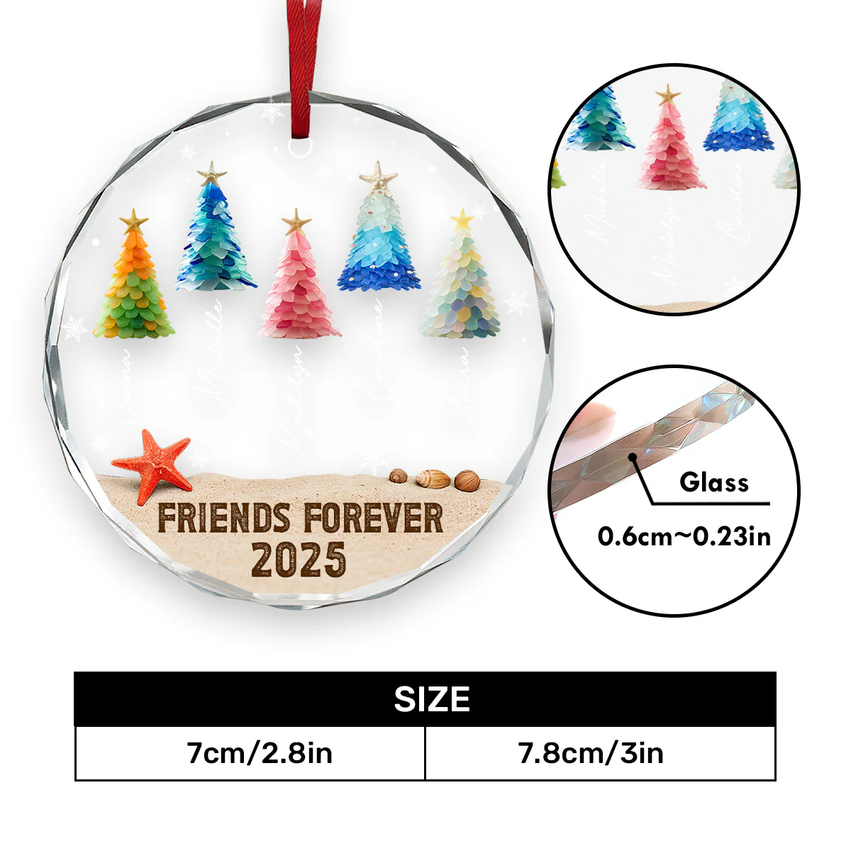 Friends Forever 2 - Personalized Round Shaped Glass Ornament - Image 7