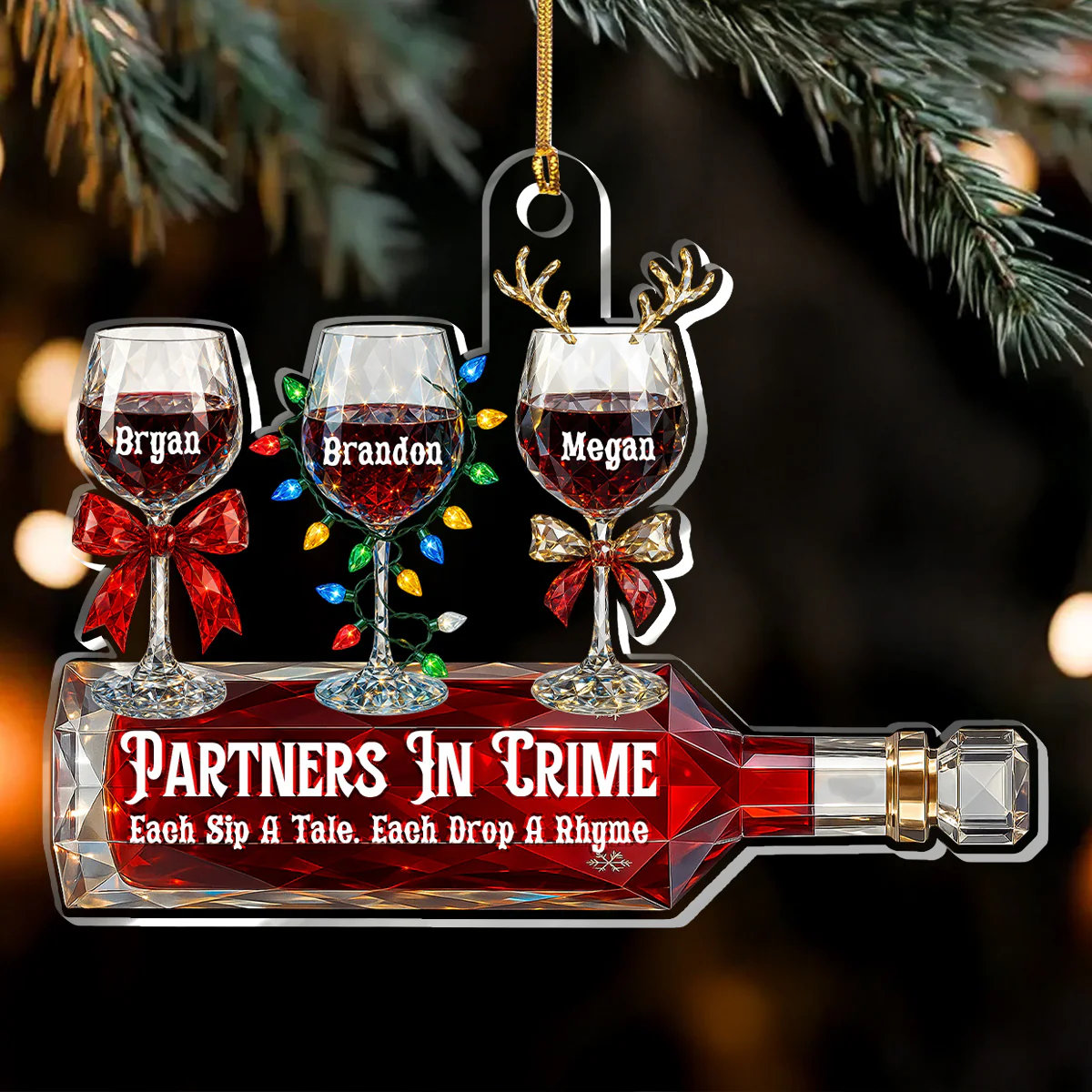 Friendship As Deep As Wine 2 - Personalized 1-Layer Acrylic Ornament