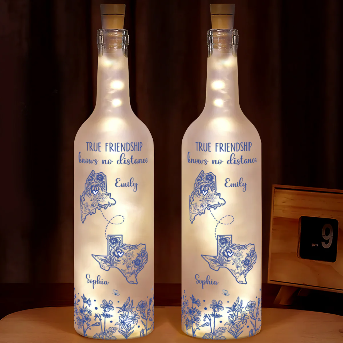 Friendship Family Knows No Distance - Personalized Bottle Lamp