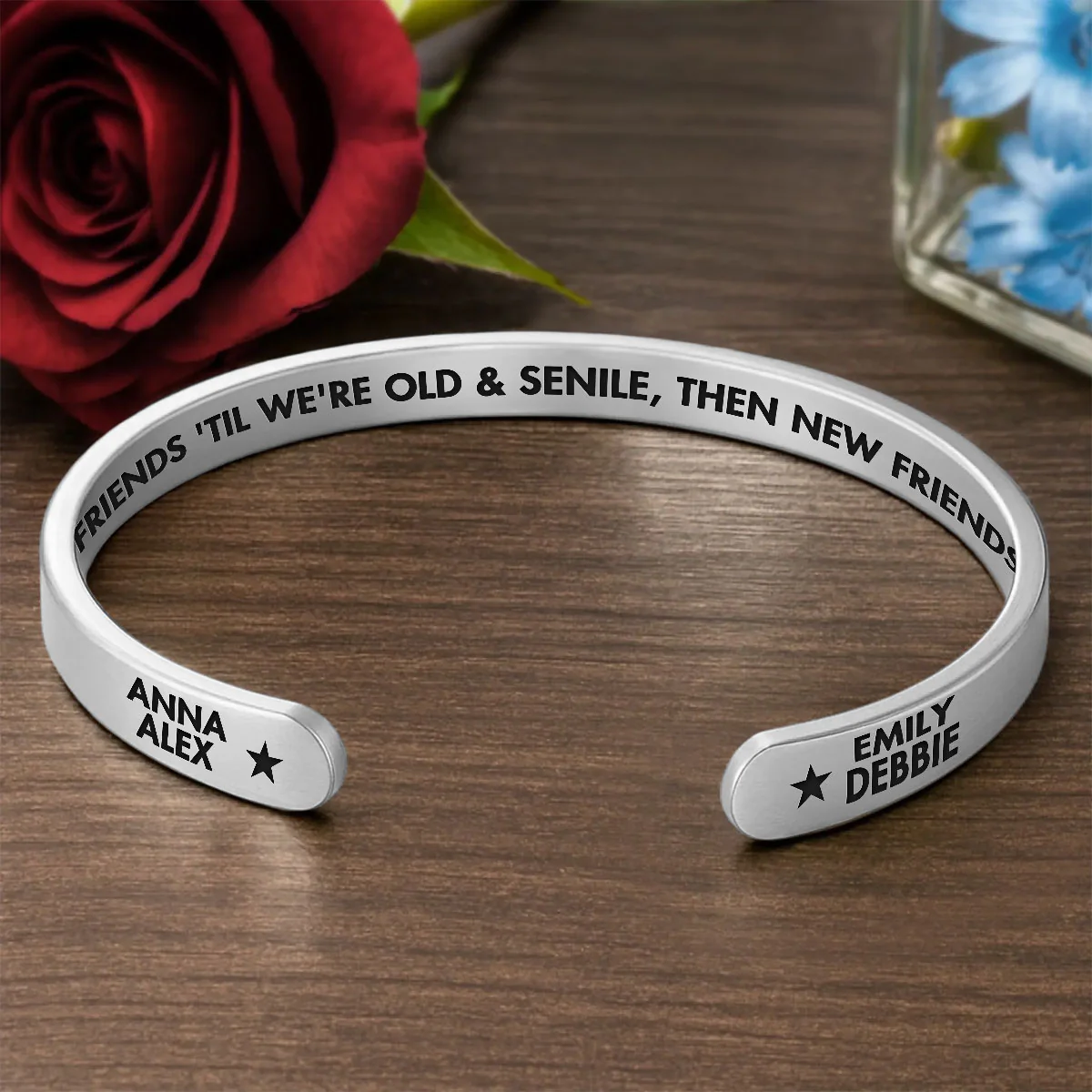 Friendship Never Gets Too Old - Personalized Cuff Bangle Bracelet With Box - Image 2