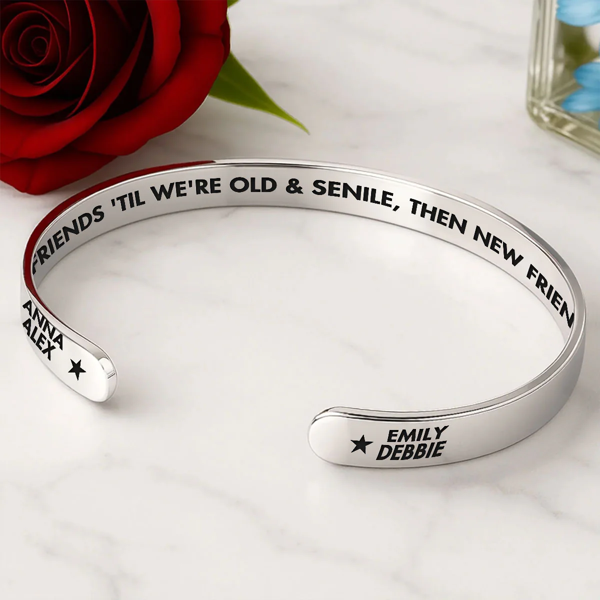 Friendship Never Gets Too Old - Personalized Cuff Bangle Bracelet With Box - Image 4