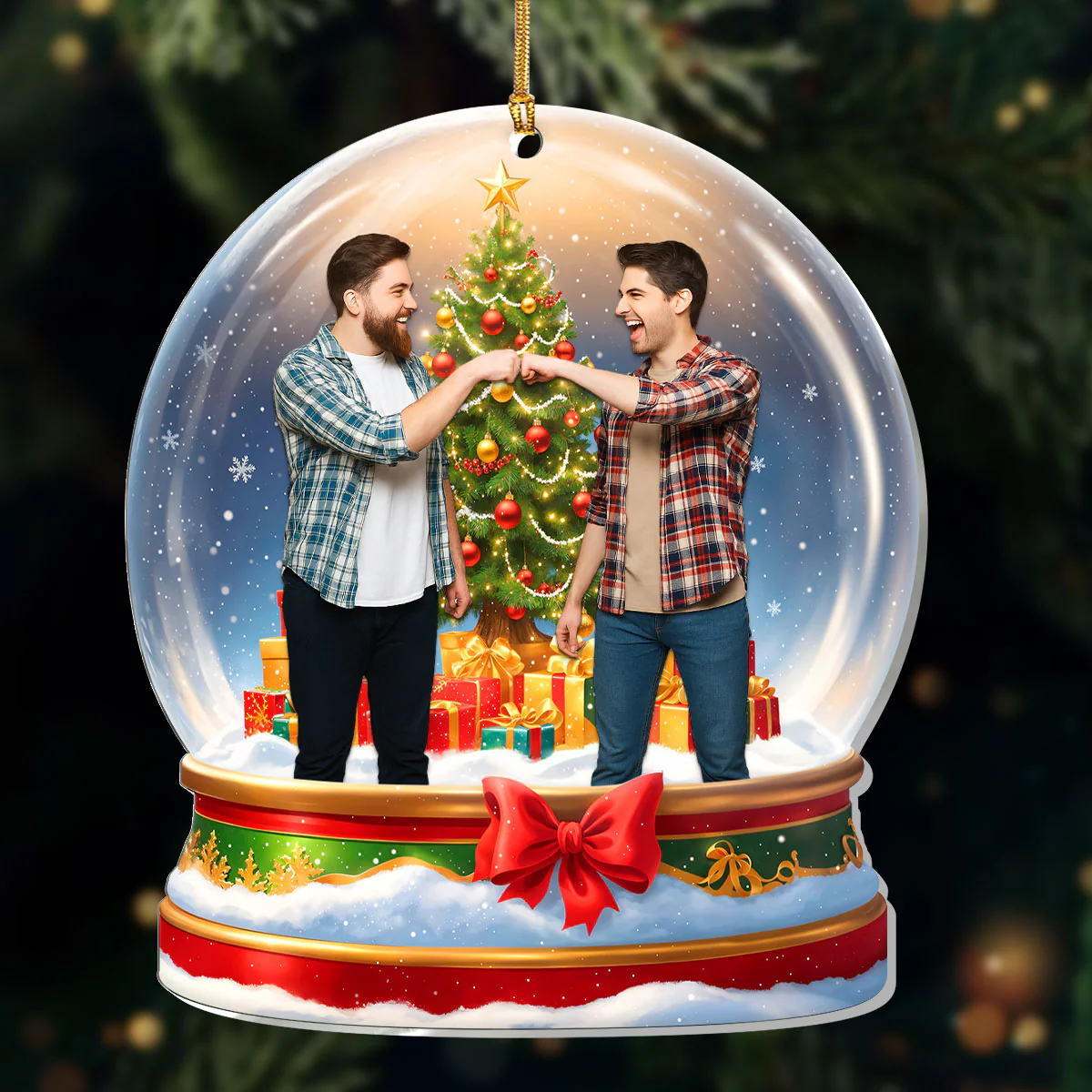 Friendship Snow Globe Upload Photo - Personalized 1-Layer Acrylic Ornament