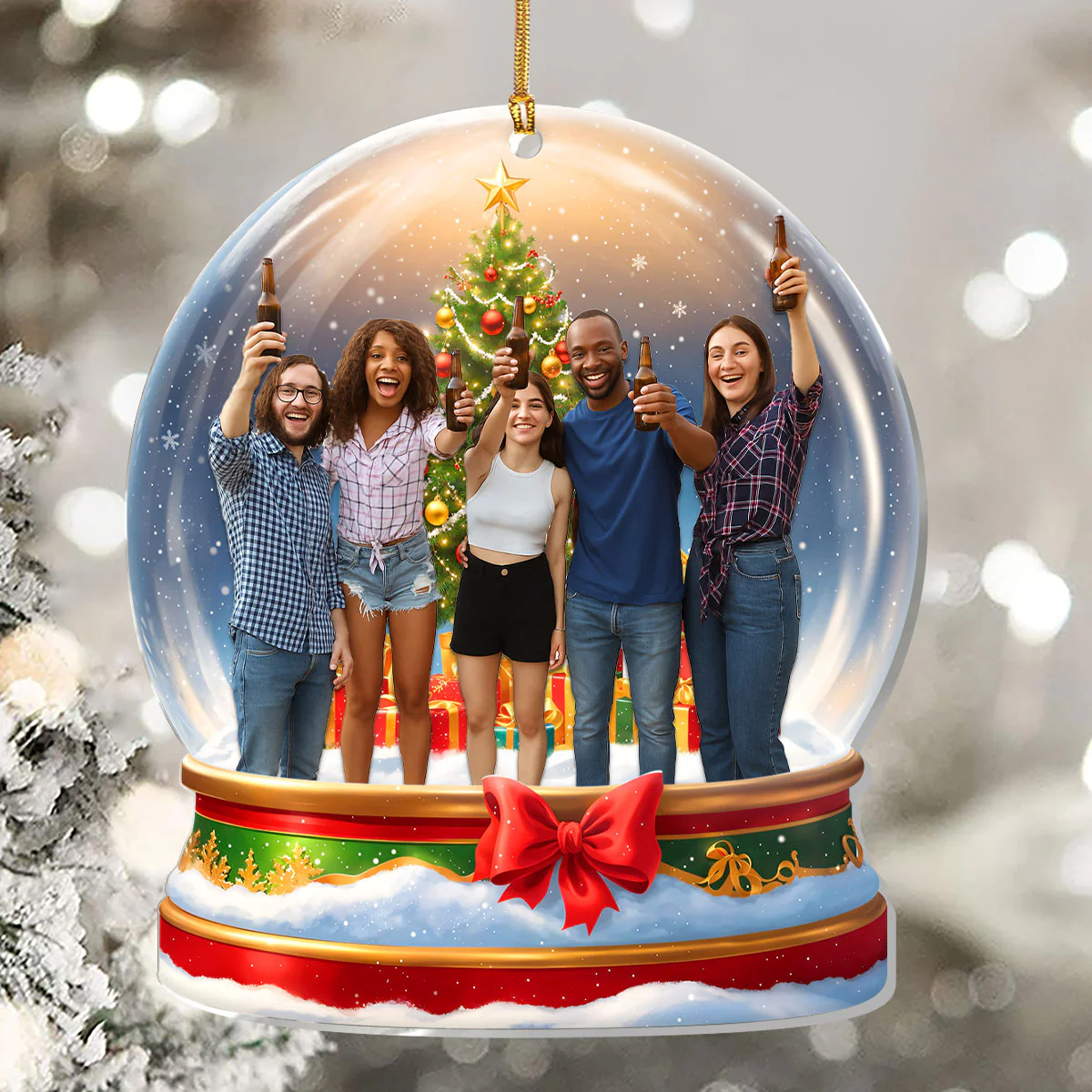 Friendship Snow Globe Upload Photo - Personalized 1-Layer Acrylic Ornament - Image 5