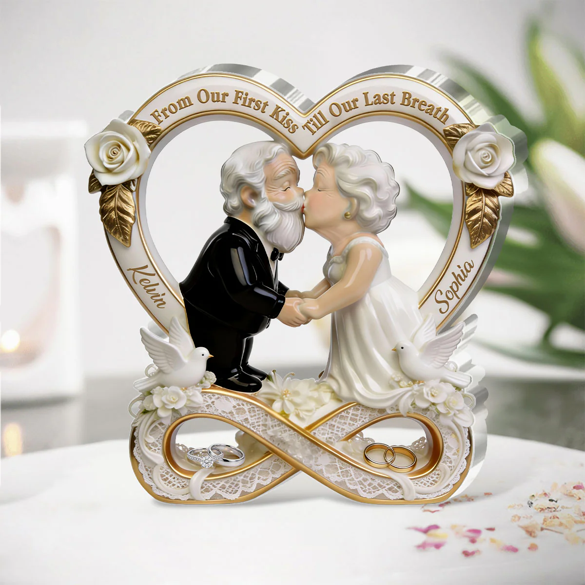 From Our First Kiss Till Our Last Breath Anniversary Gift For Couples - Personalized Custom Shaped Acrylic Plaque