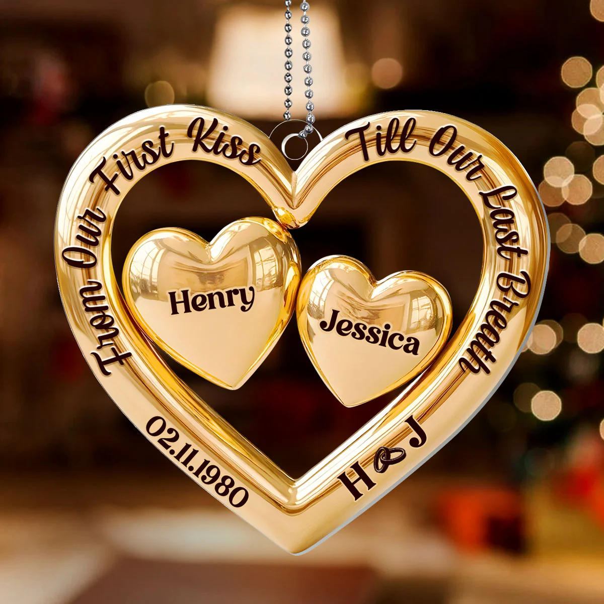From Our First Kiss Till Our Last Breath - Personalized 1-Layer Acrylic Ornament - Image 2