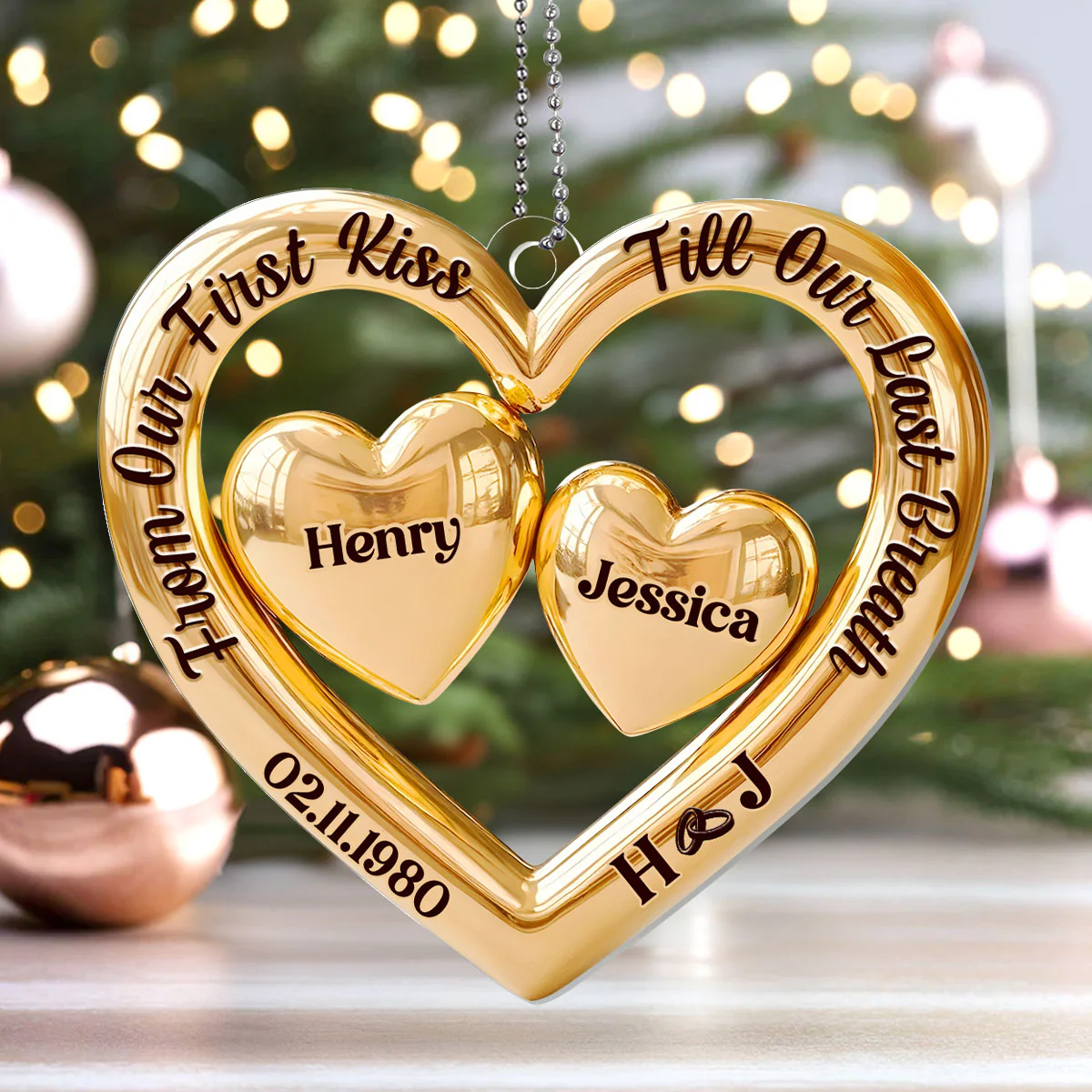 From Our First Kiss Till Our Last Breath - Personalized 1-Layer Acrylic Ornament - Image 4