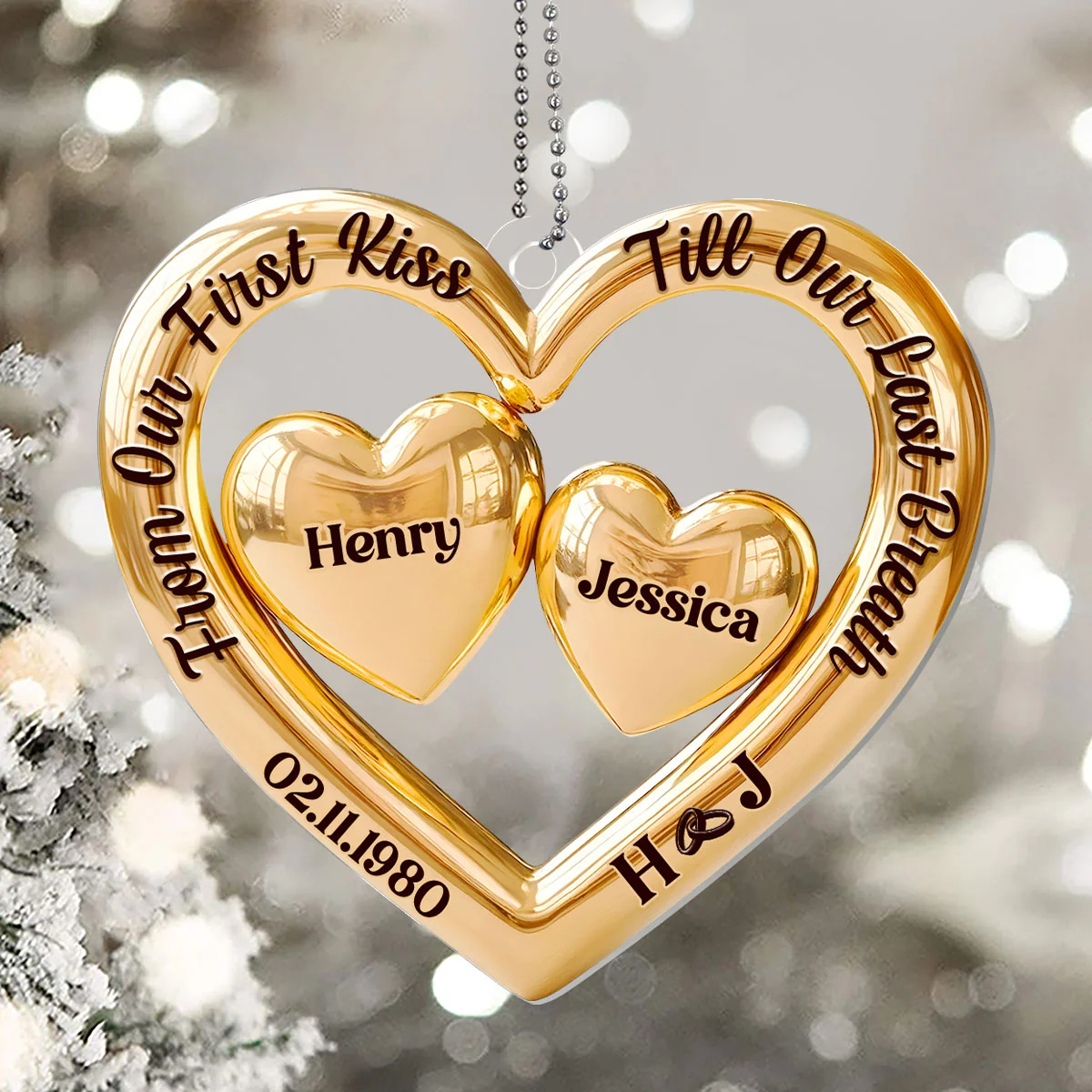 From Our First Kiss Till Our Last Breath - Personalized 1-Layer Acrylic Ornament - Image 5