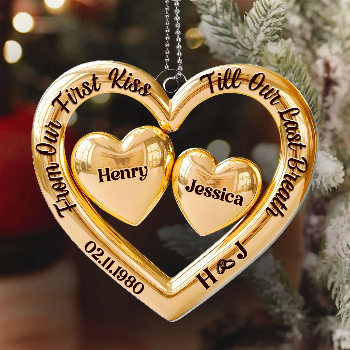 From Our First Kiss Till Our Last Breath - Personalized 1-Layer Acrylic Ornament - Image 6