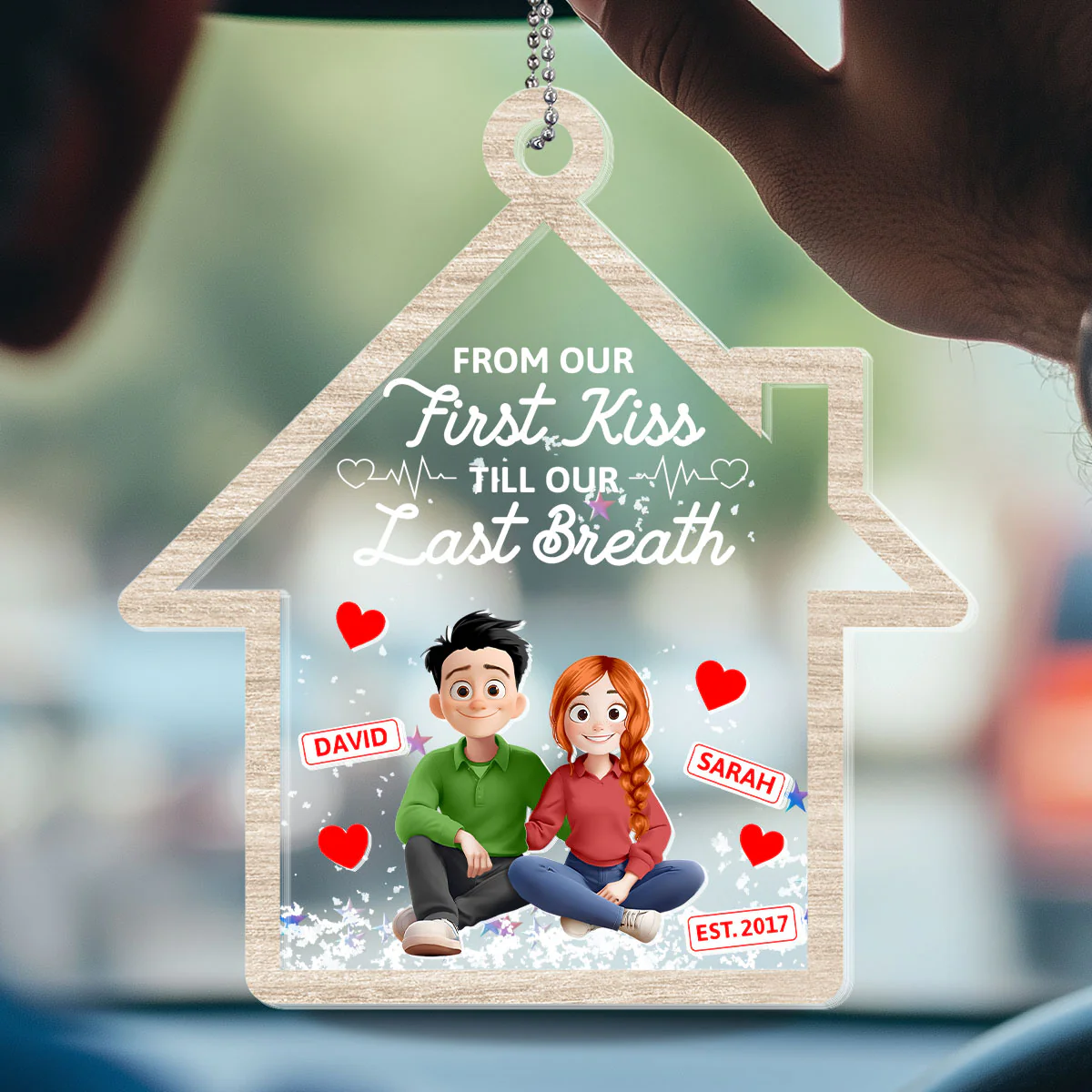 From Our First Kiss Till Our Last Breath - Personalized Car Shaker Ornament - Image 3