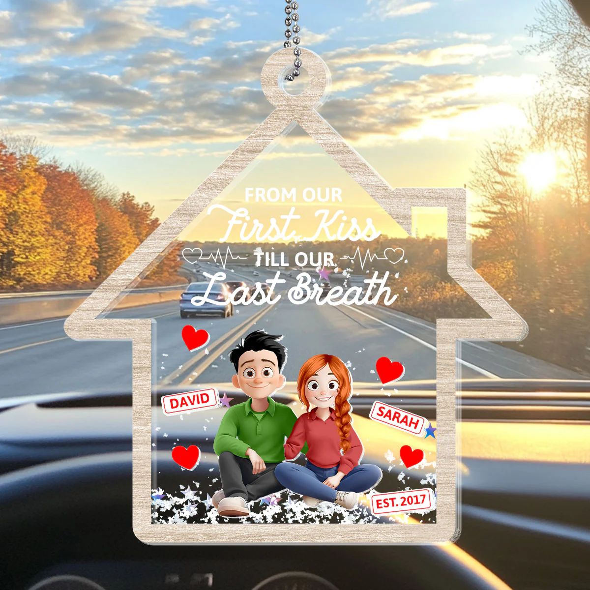 From Our First Kiss Till Our Last Breath - Personalized Car Shaker Ornament - Image 4