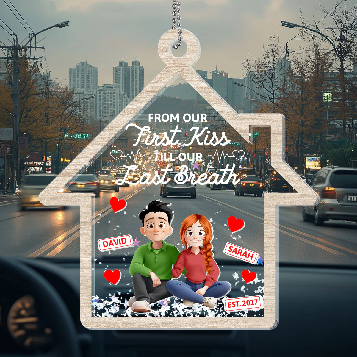 From Our First Kiss Till Our Last Breath - Personalized Car Shaker Ornament - Image 5