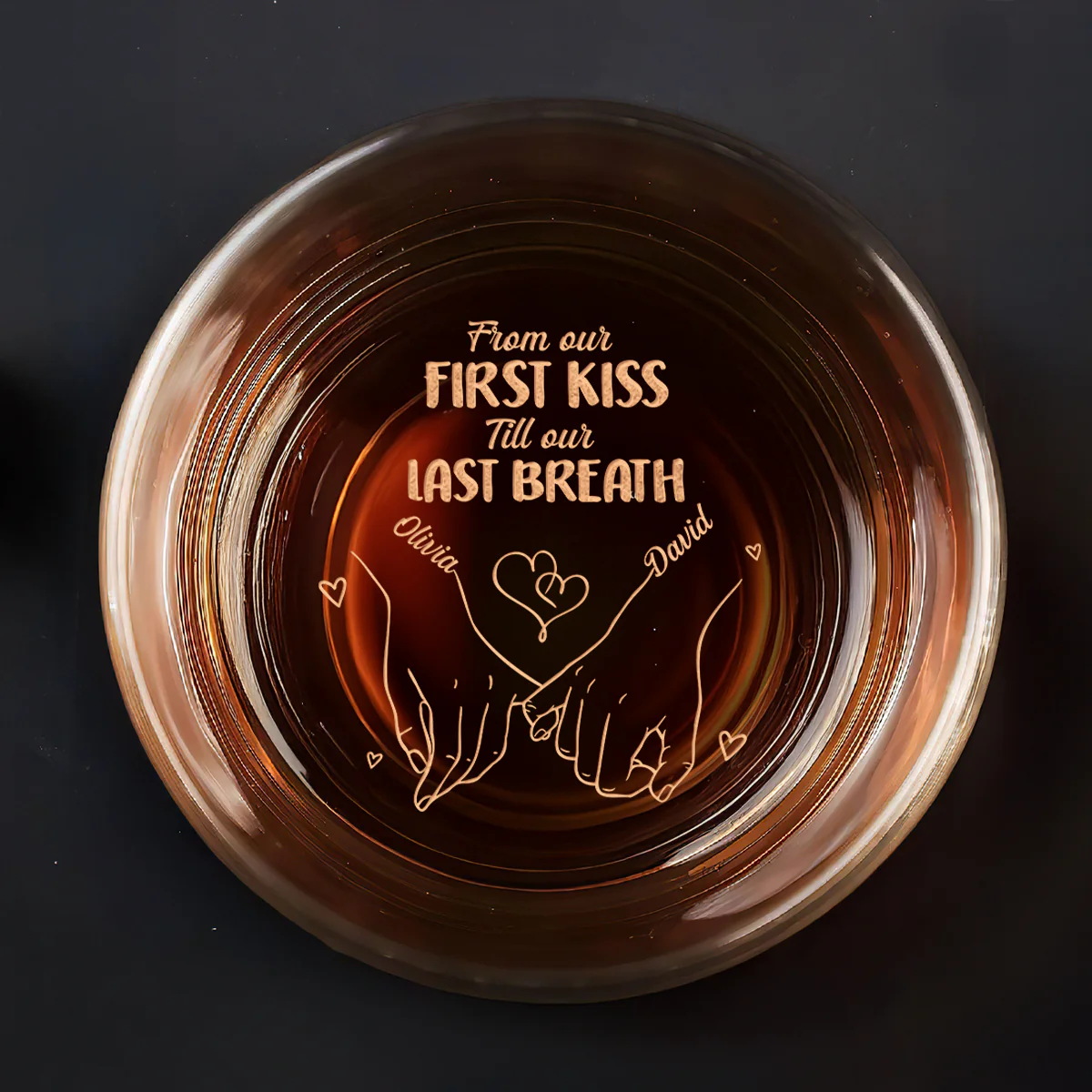 From Our First Kiss Till Our Last Breath - Personalized Engraved Whiskey Glass