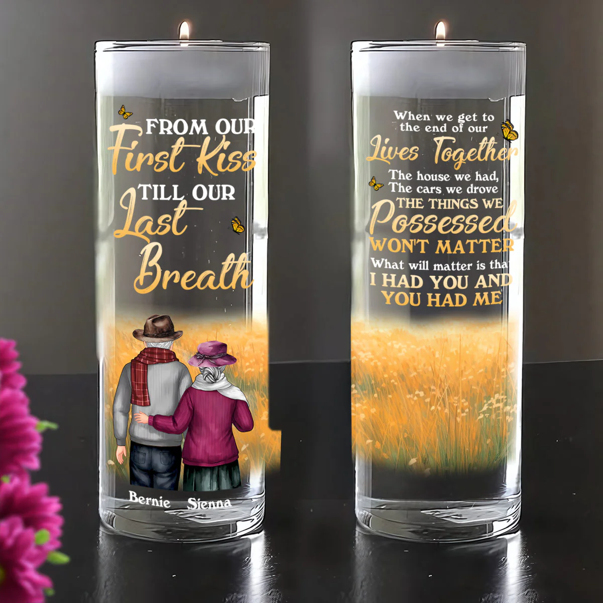 From Our First Kiss Till Our Last Breath - Personalized Glass Vase - Image 2