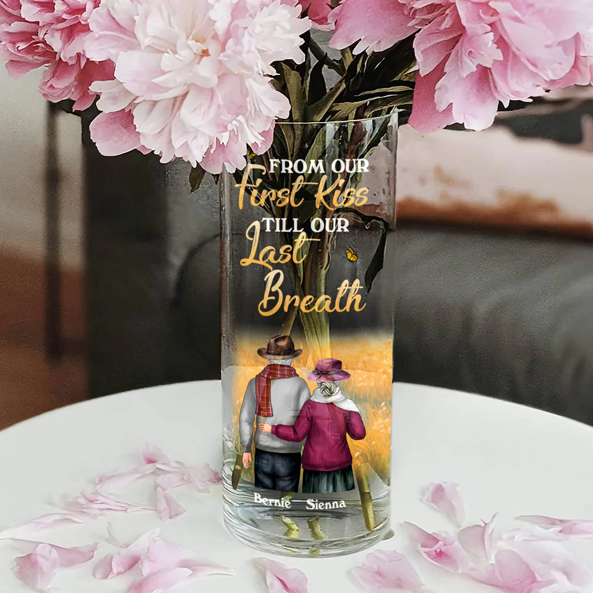 From Our First Kiss Till Our Last Breath - Personalized Glass Vase - Image 3