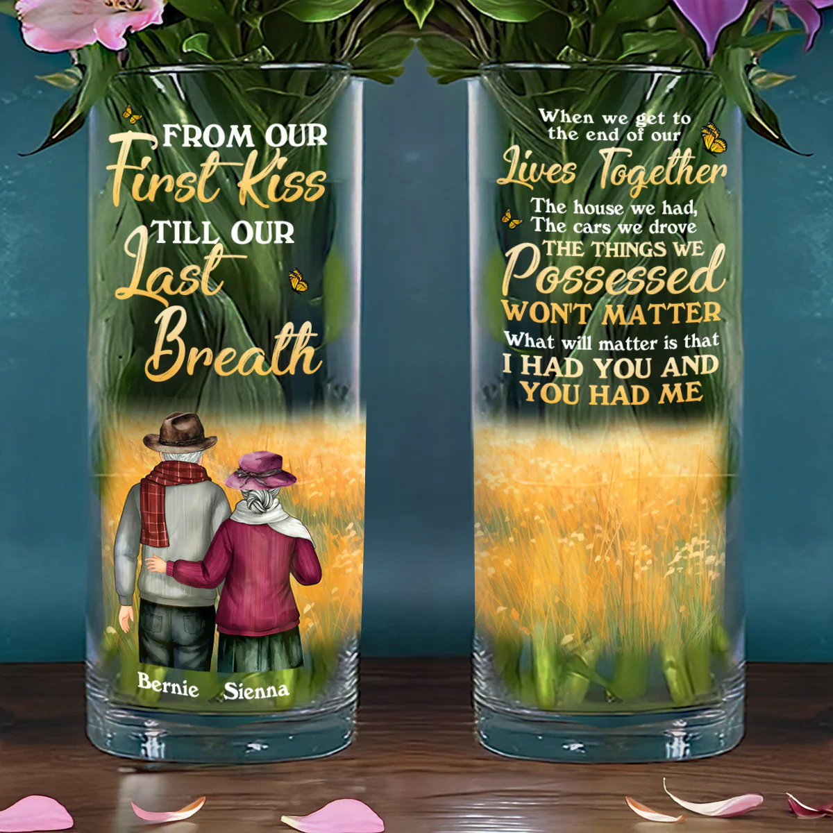 From Our First Kiss Till Our Last Breath - Personalized Glass Vase - Image 5
