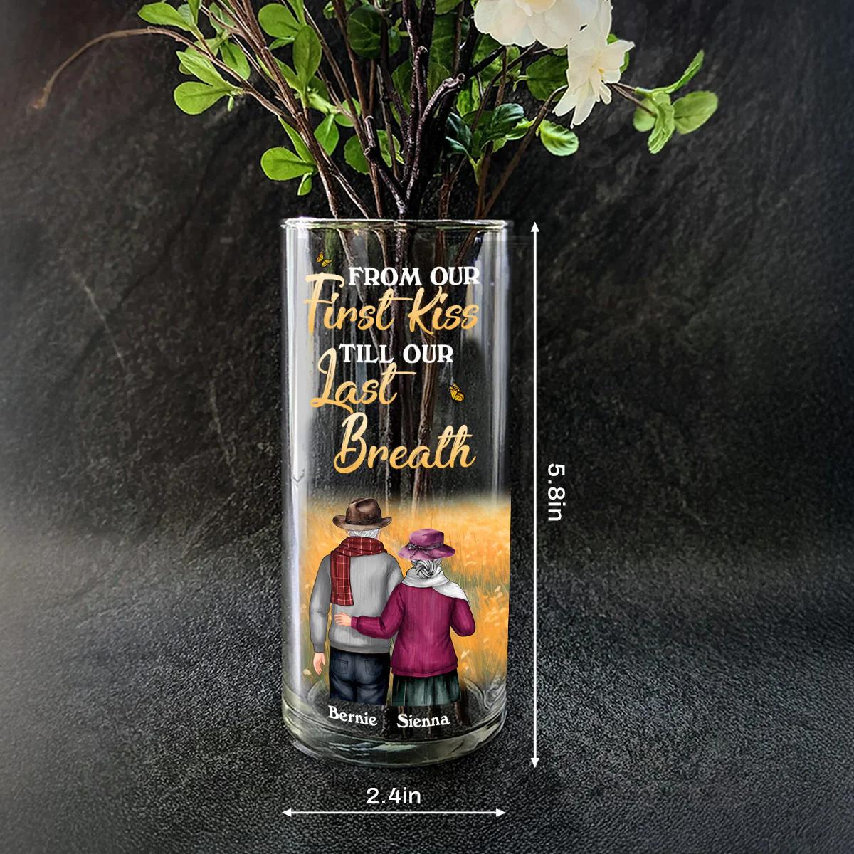 From Our First Kiss Till Our Last Breath - Personalized Glass Vase - Image 7