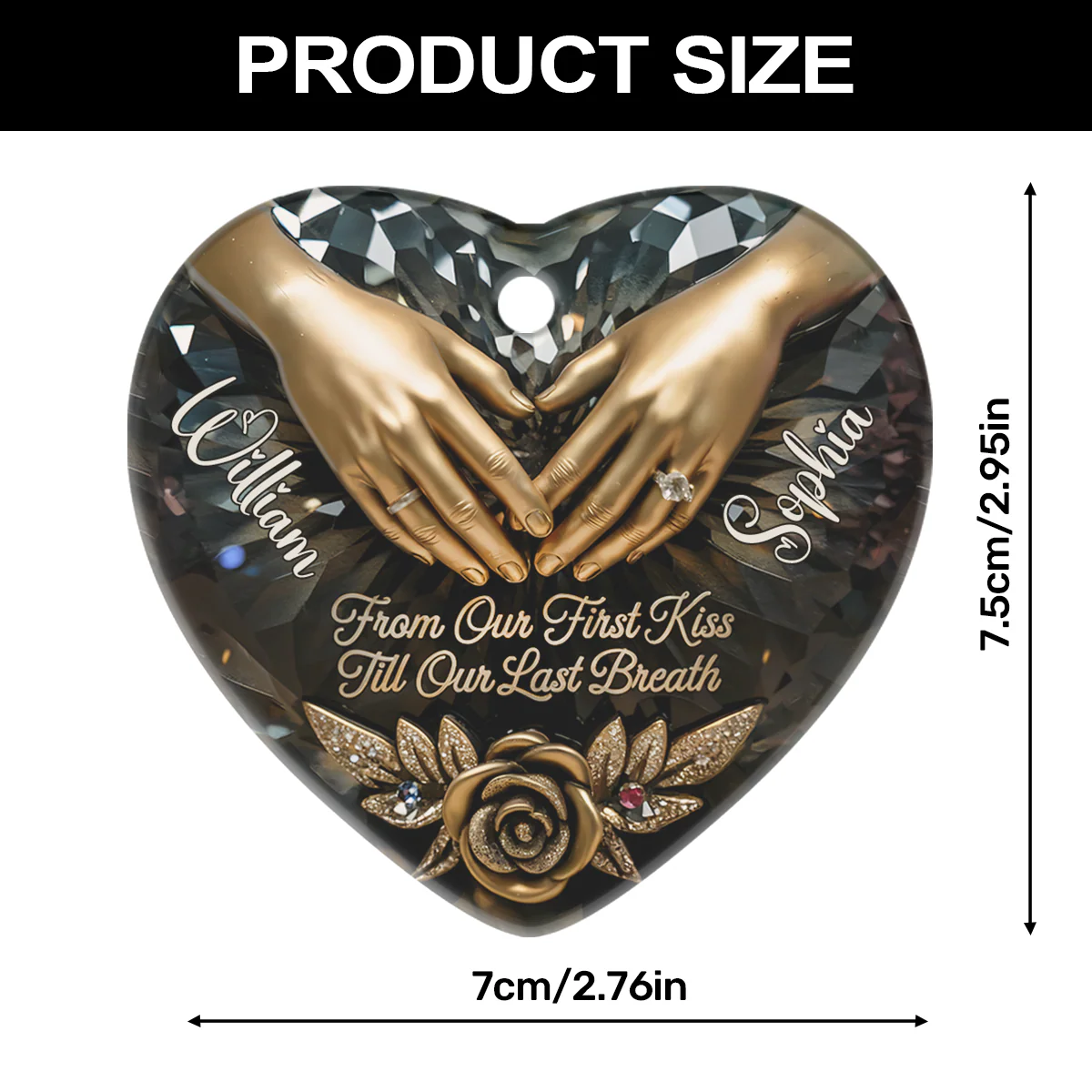 From Our First Kiss Till Our Last Breath - Personalized Heart Shaped Ceramic Ornament - Image 7