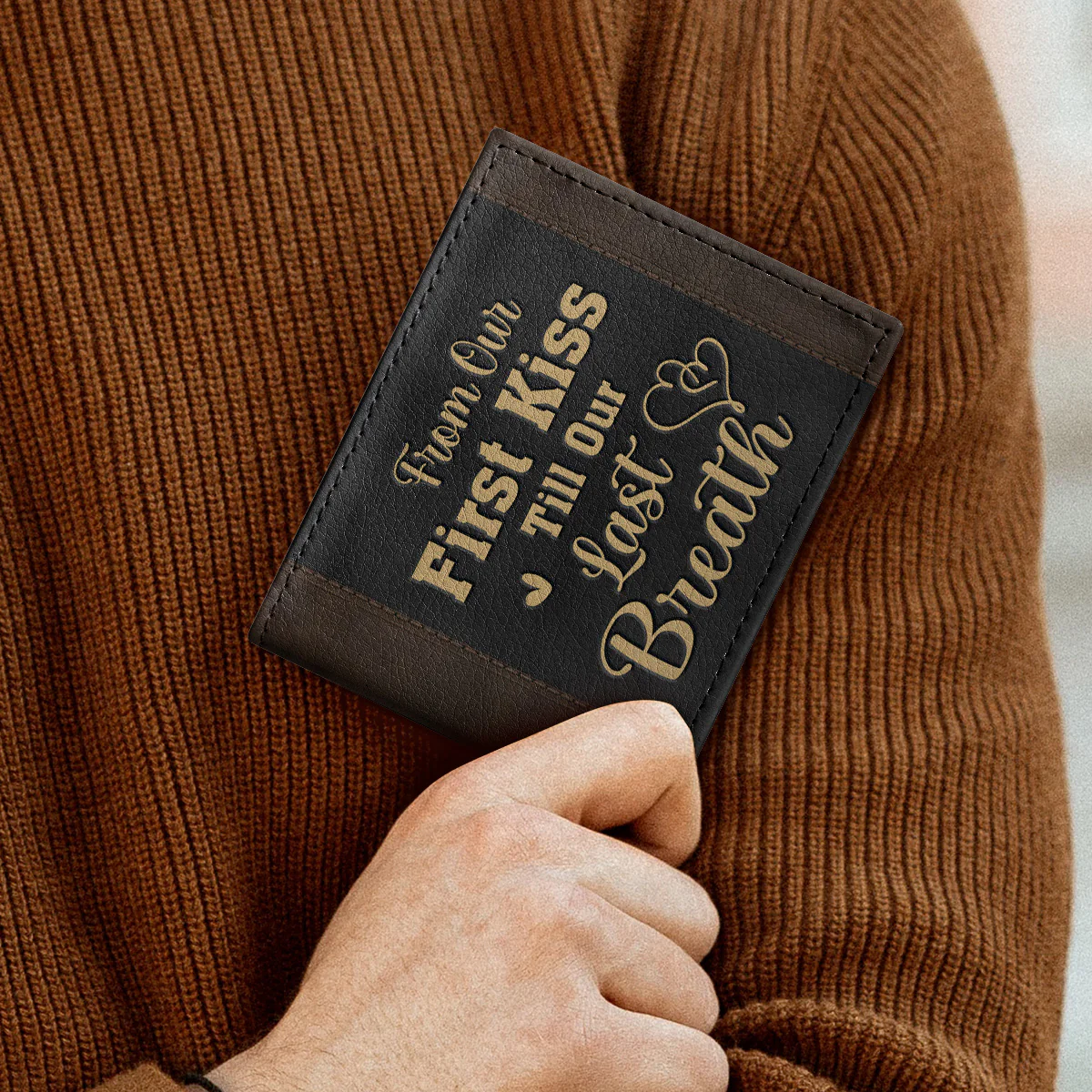 From Our First Kiss Till Our Last Breath - Personalized Leather Folded Wallet - Image 3