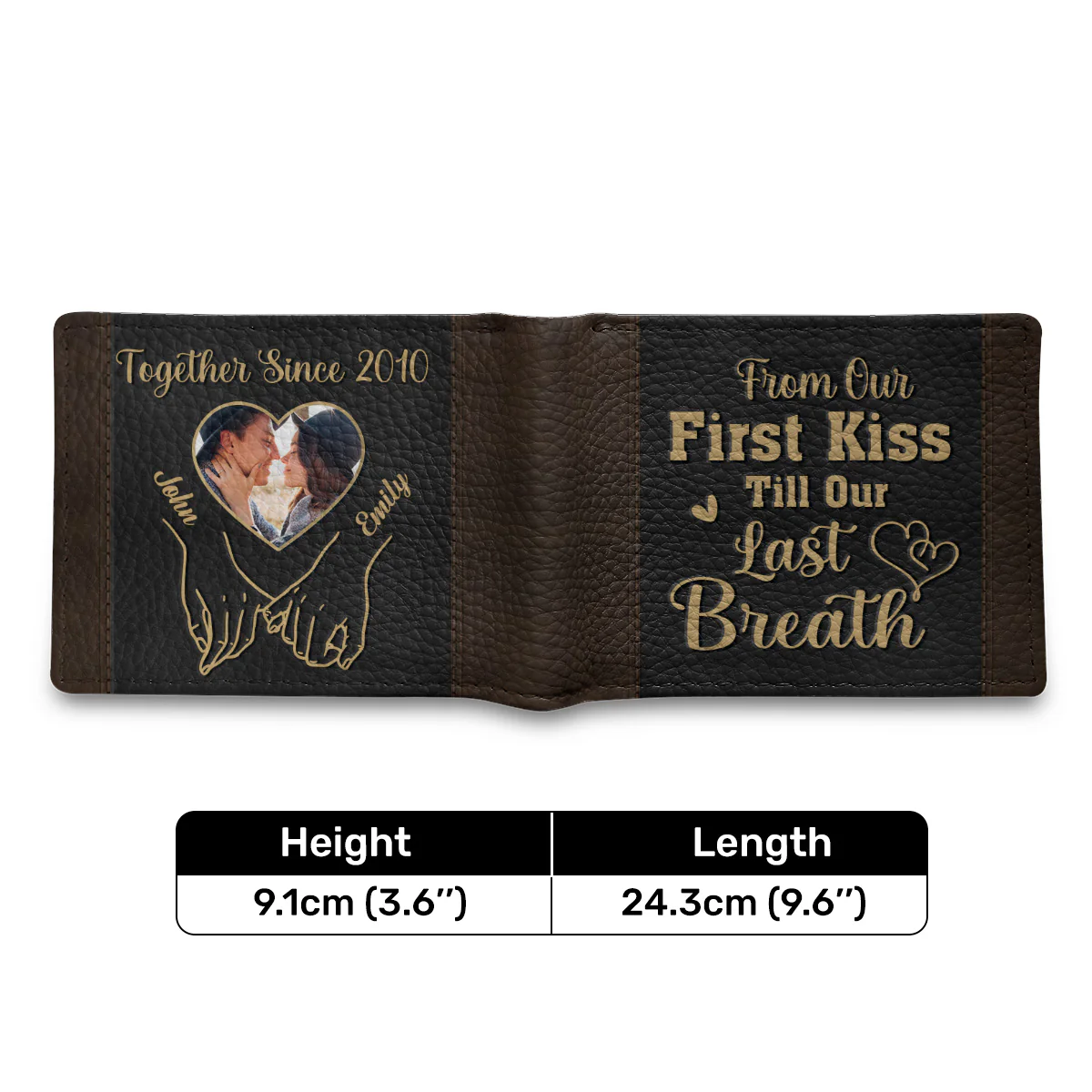 From Our First Kiss Till Our Last Breath - Personalized Leather Folded Wallet - Image 7