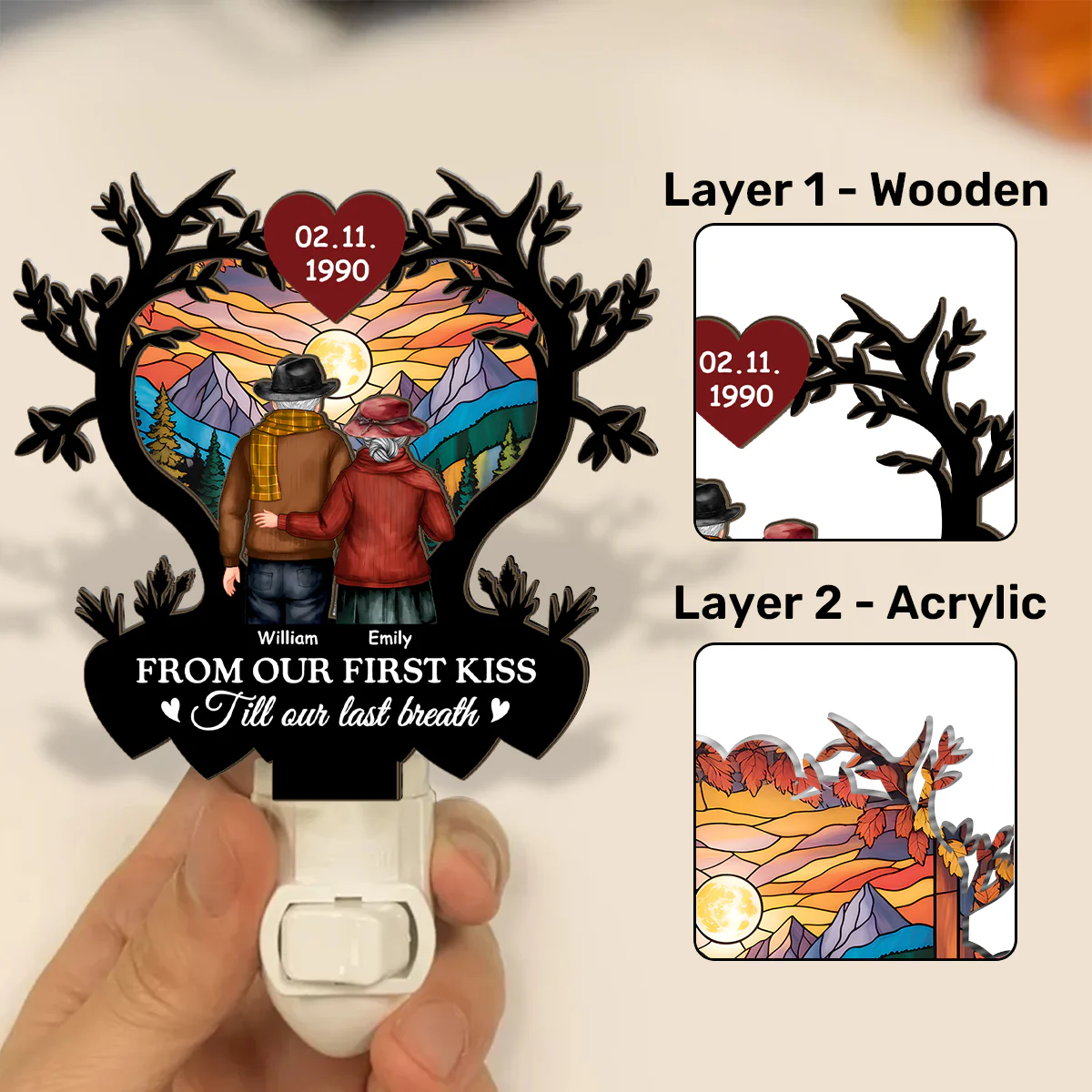 From Our First Kiss Till Our Last Breath - Personalized Plug-in Night Light - Image 5