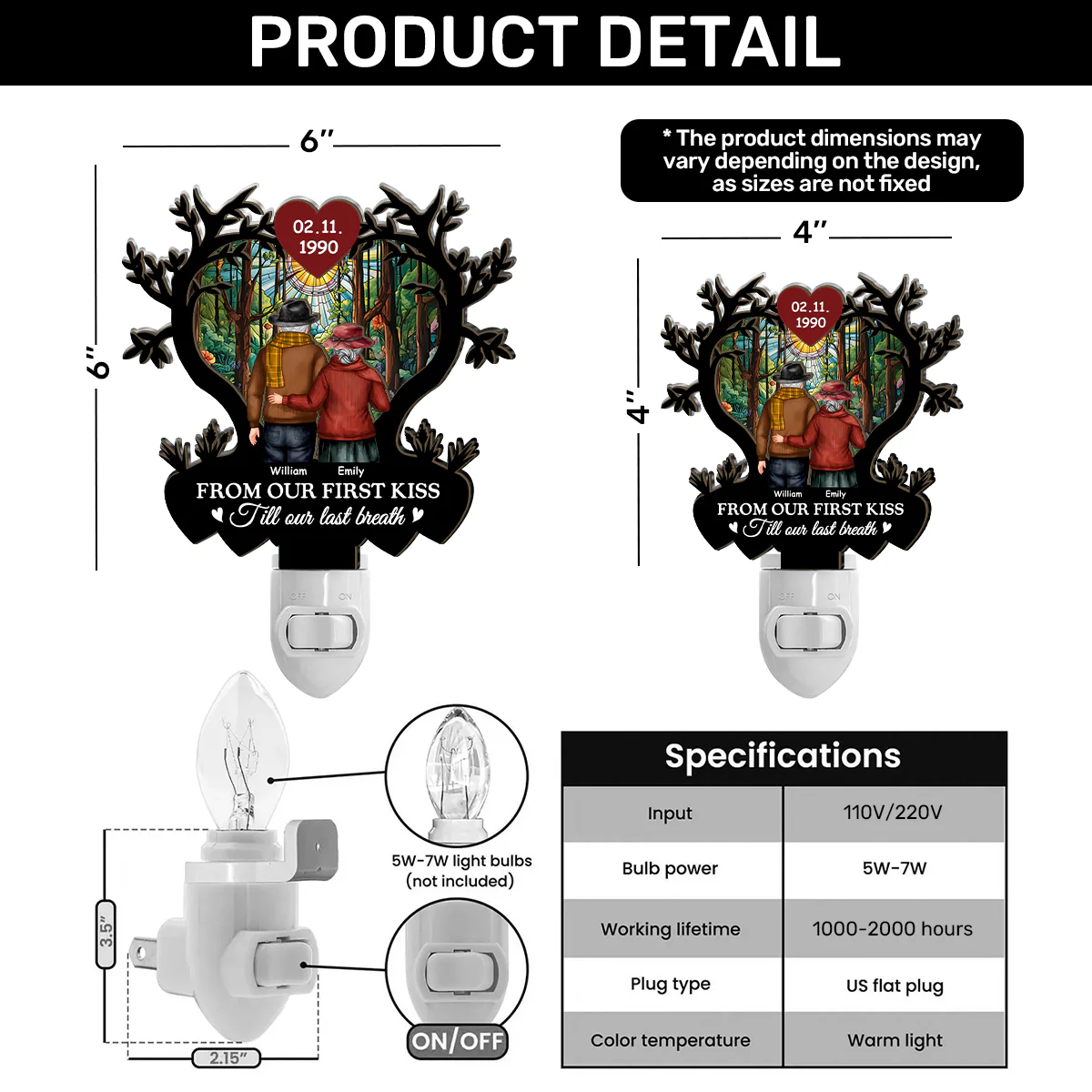 From Our First Kiss Till Our Last Breath - Personalized Plug-in Night Light - Image 6
