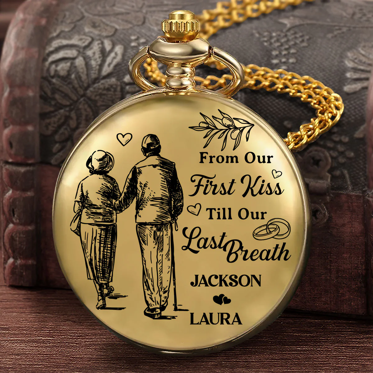 From Our First Kiss Till Our Last Breath - Personalized Pocket Watch