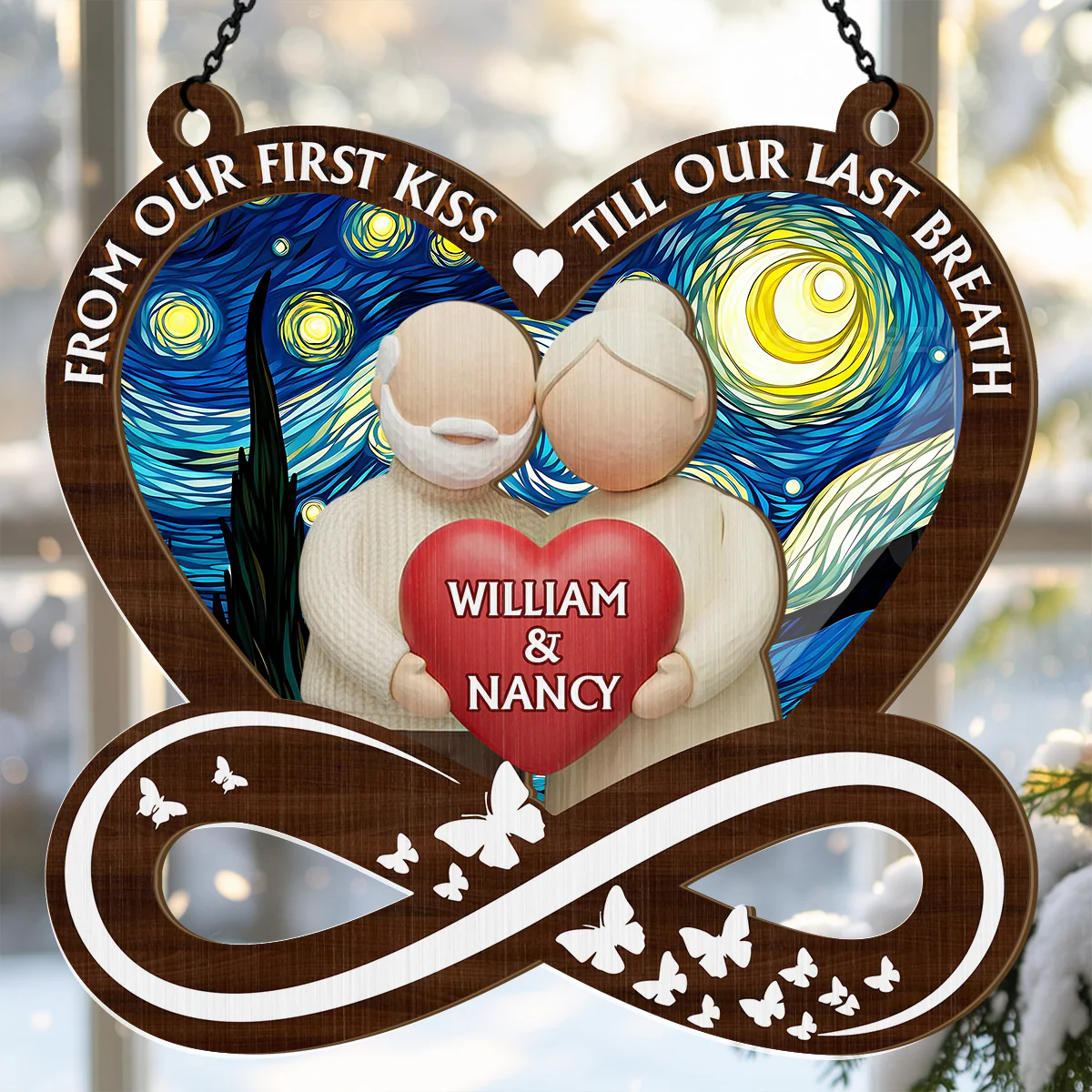 From Our First Kiss Till Our Last Breath - Personalized Window Hanging Suncatcher
