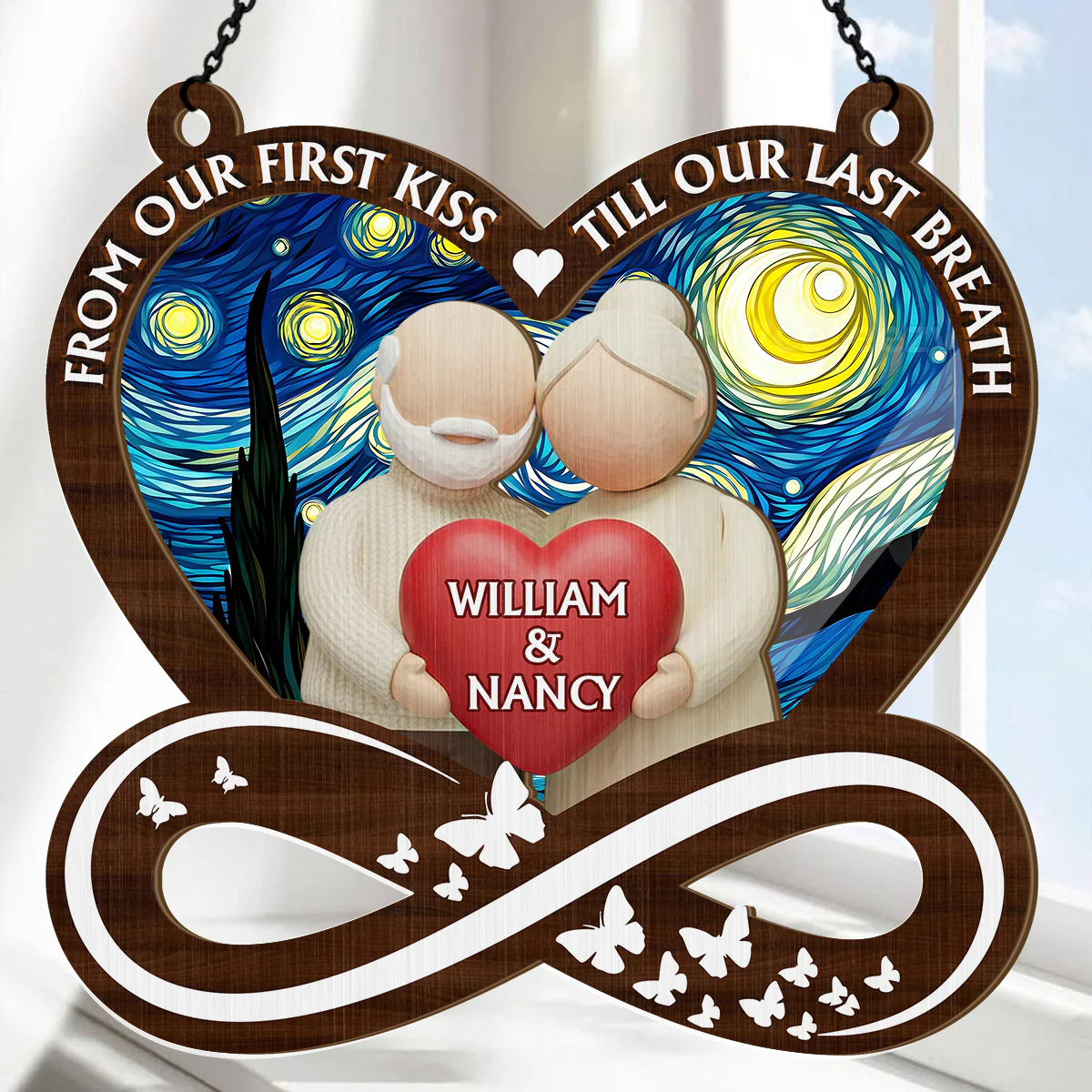 From Our First Kiss Till Our Last Breath - Personalized Window Hanging Suncatcher - Image 2