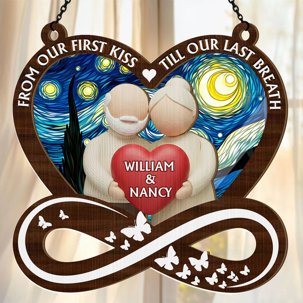 From Our First Kiss Till Our Last Breath - Personalized Window Hanging Suncatcher - Image 3